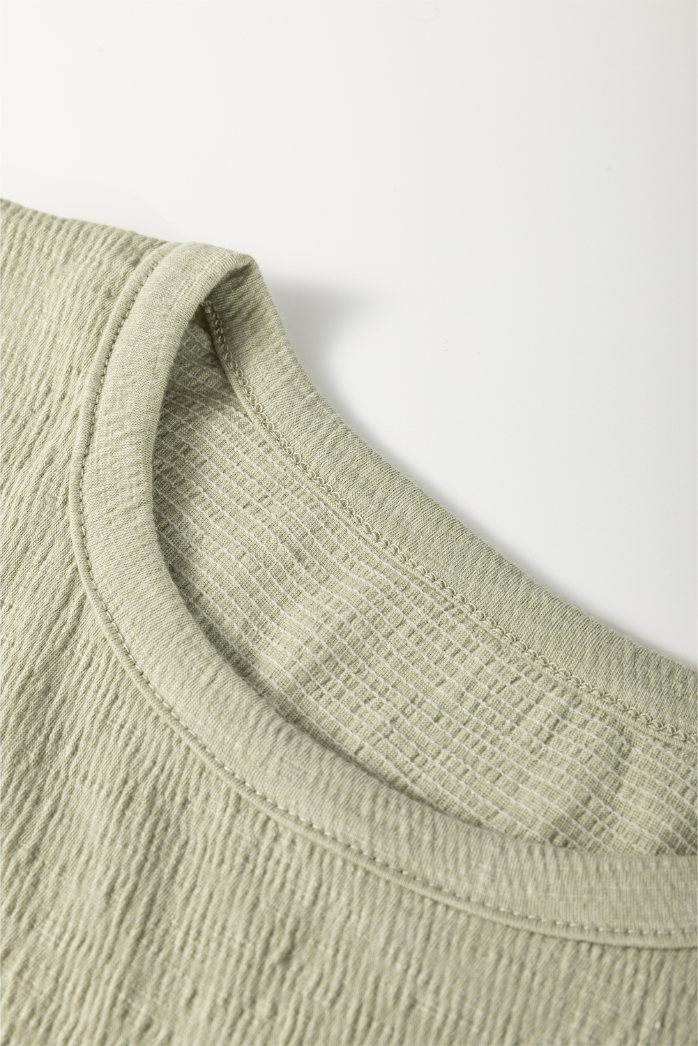 Laurel Green Textured Round Neck Half Sleeve Blouse - loveforevers