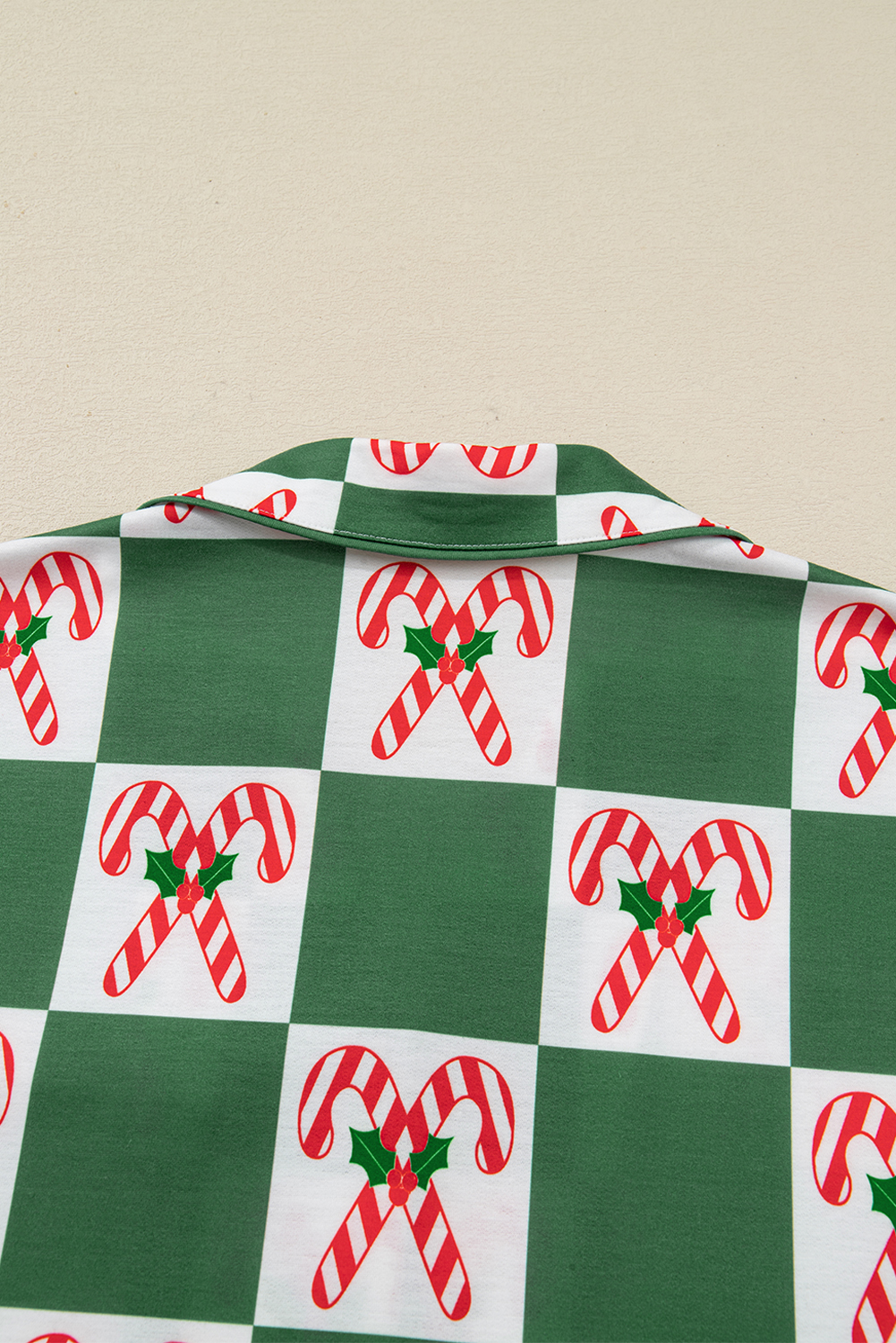 Green Holly Jolly Checkered Pattern 2pcs Long Pajama Set - loveforevers