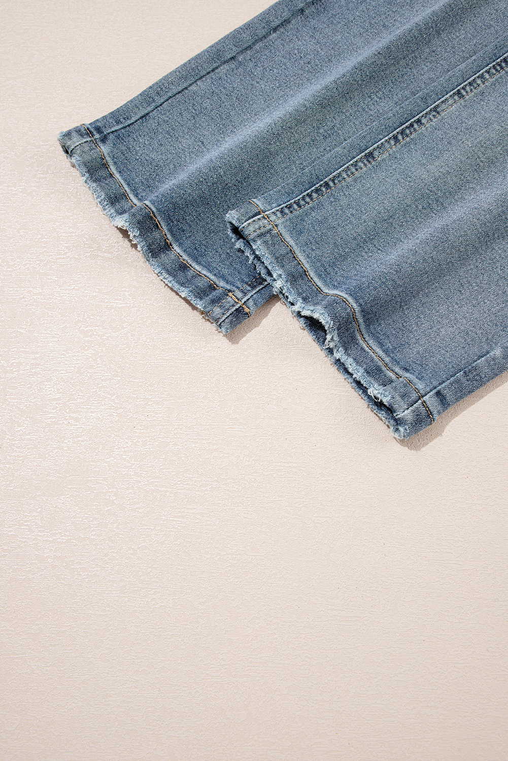 Beau Blue Slightly Distressed Ankle-length Straight Jeans - loveforevers