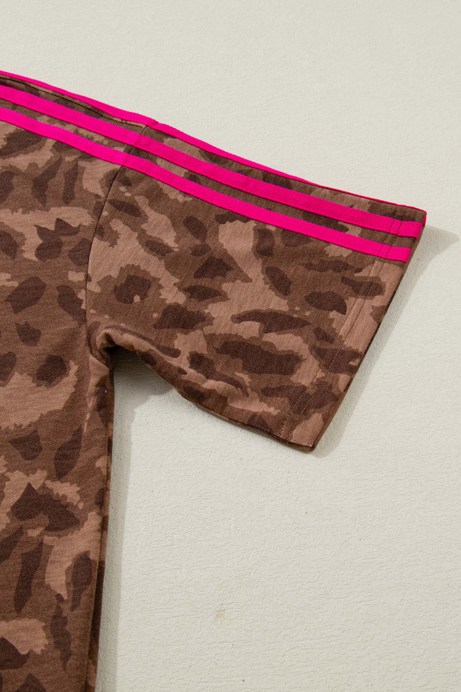 Brown Leopard Loose Tee Drawstring Waist Barrel Pants Set - loveforevers