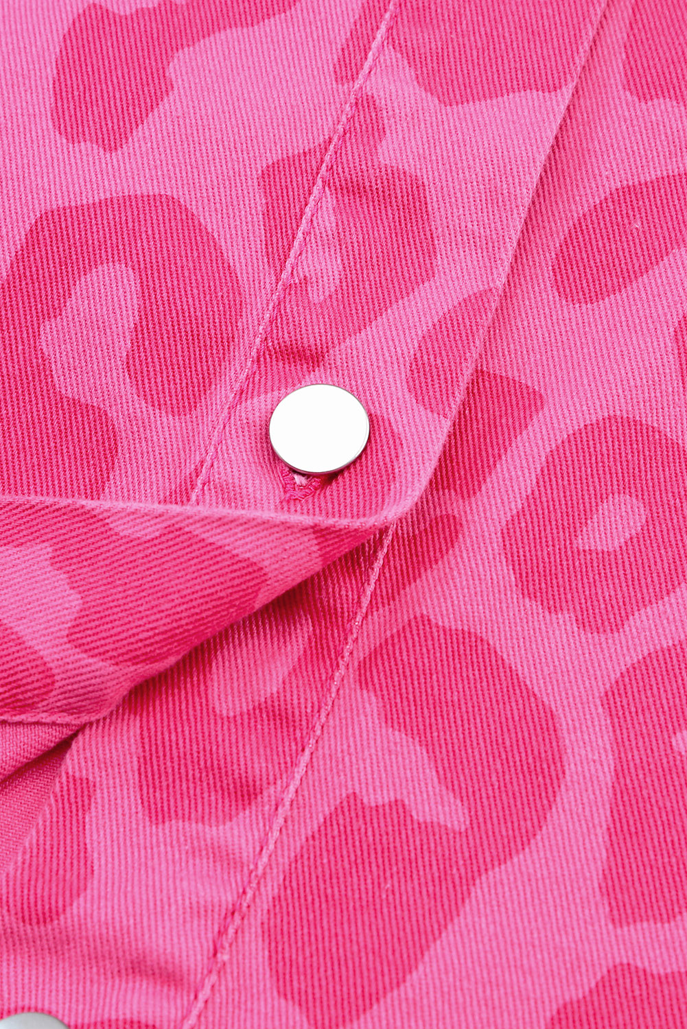 Pink Leopard Print Button Cuffs Raw Hem Jacket - loveforevers