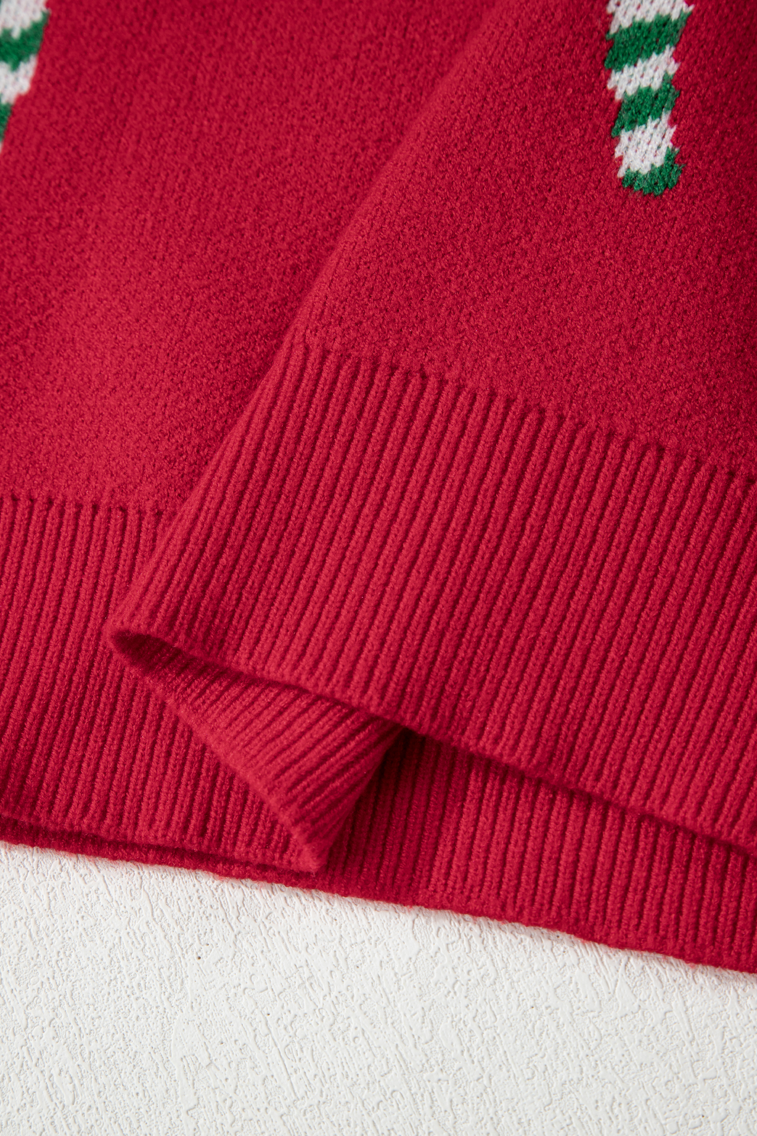 Dark Green Christmas Candy Cane Holiday Drop Shoulder Sweater - loveforevers