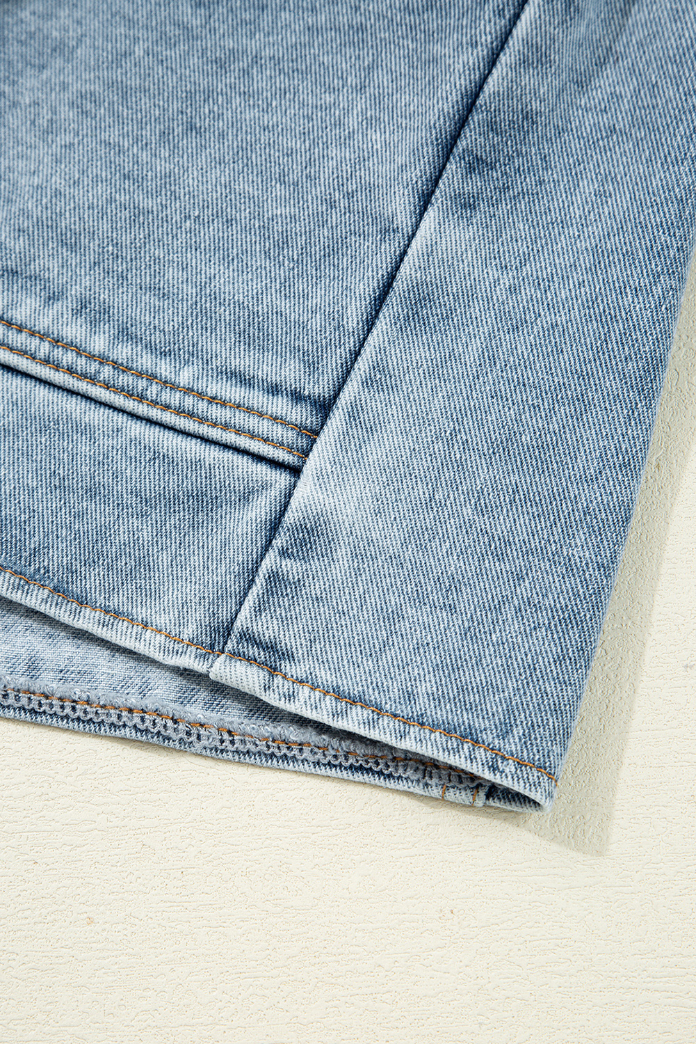 Myosotis Scallop Trim Collar Patched Pocket Button Up Mineral Washed Denim Jacket - loveforevers
