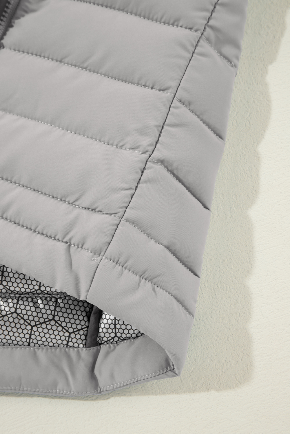 Silvery Plush Collared Quilted Zipped Puffer Vest - loveforevers