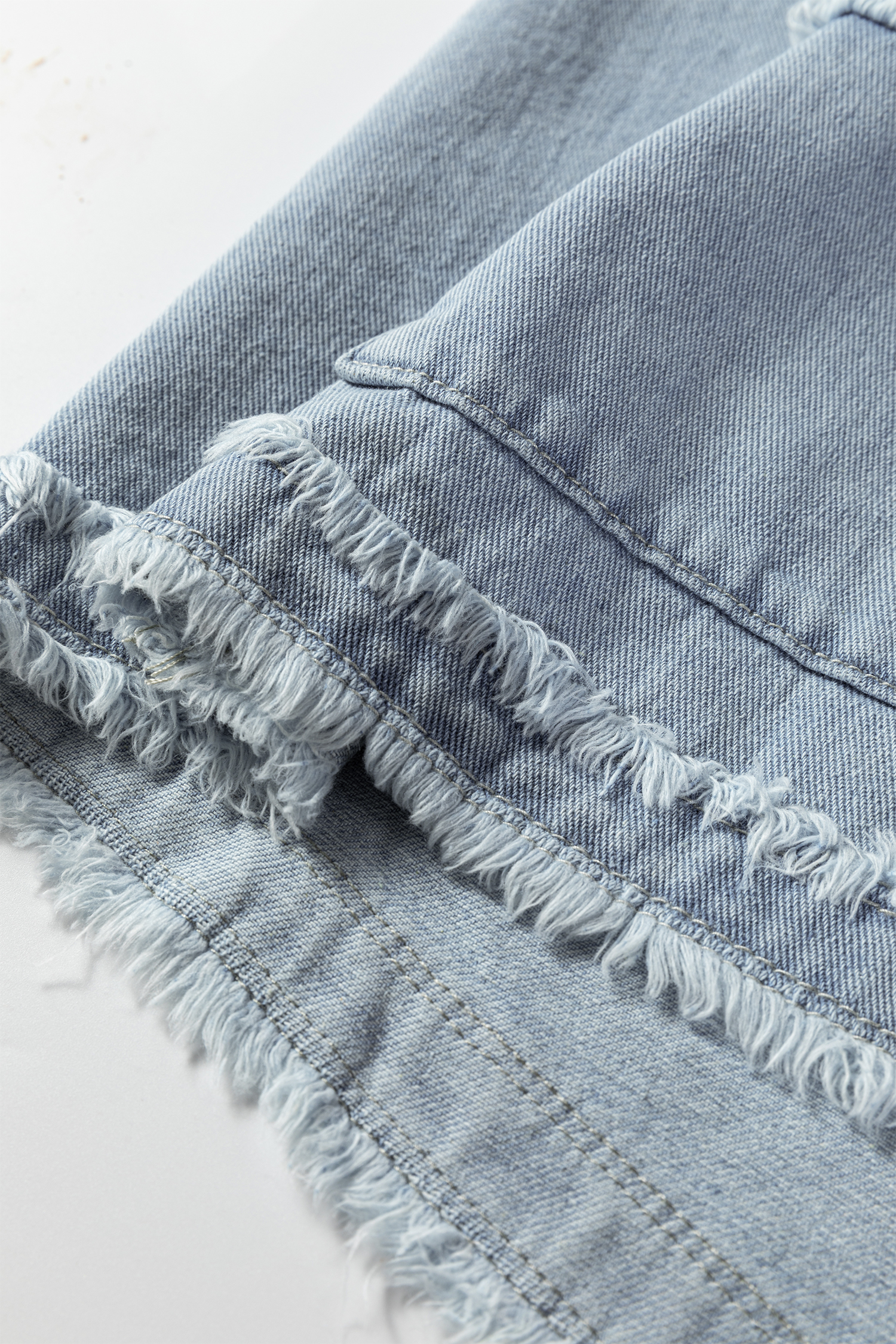 Beau Blue Frayed Edge Flap Pockets Denim Vest Jacket - loveforevers