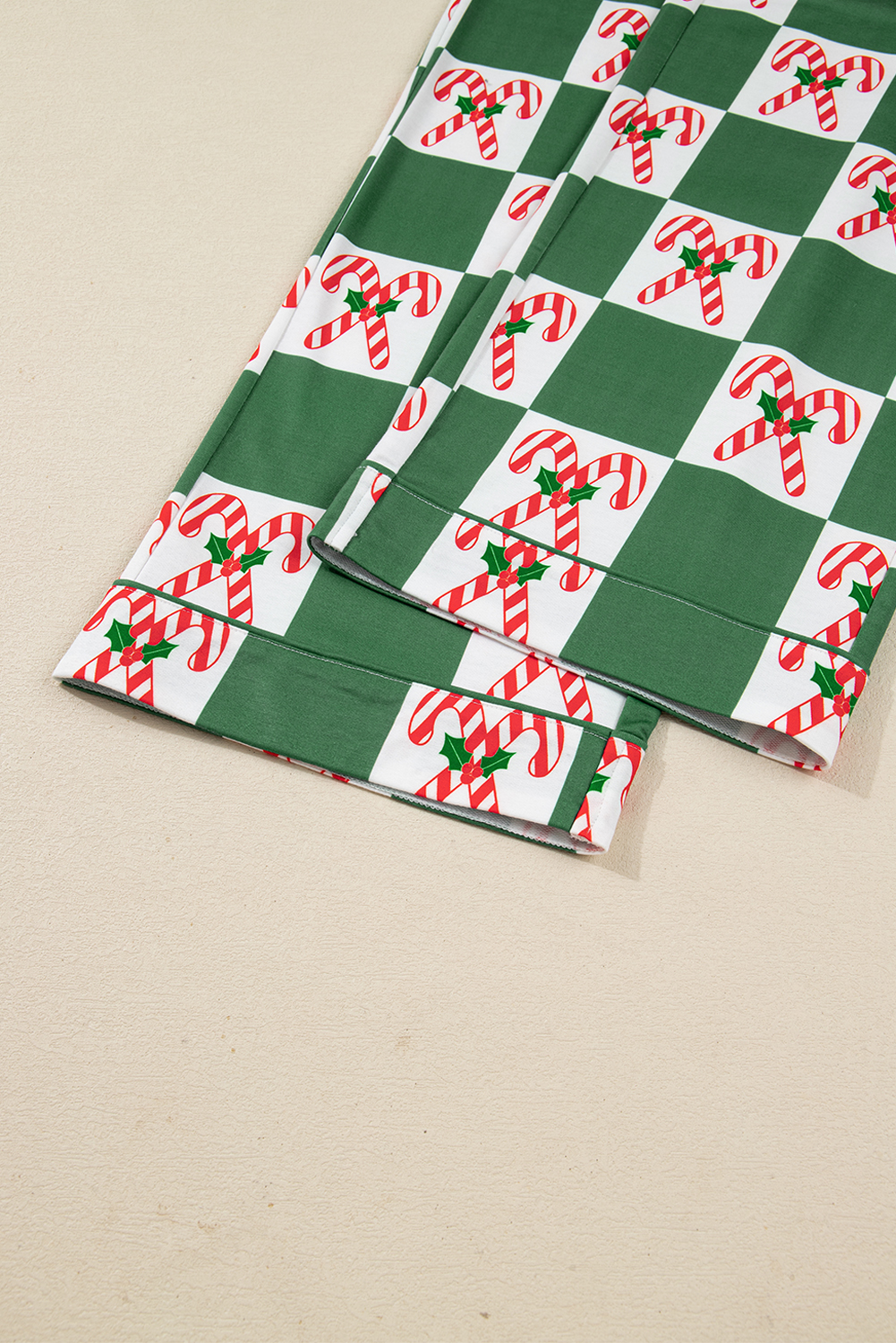 Green Holly Jolly Checkered Pattern 2pcs Long Pajama Set - loveforevers