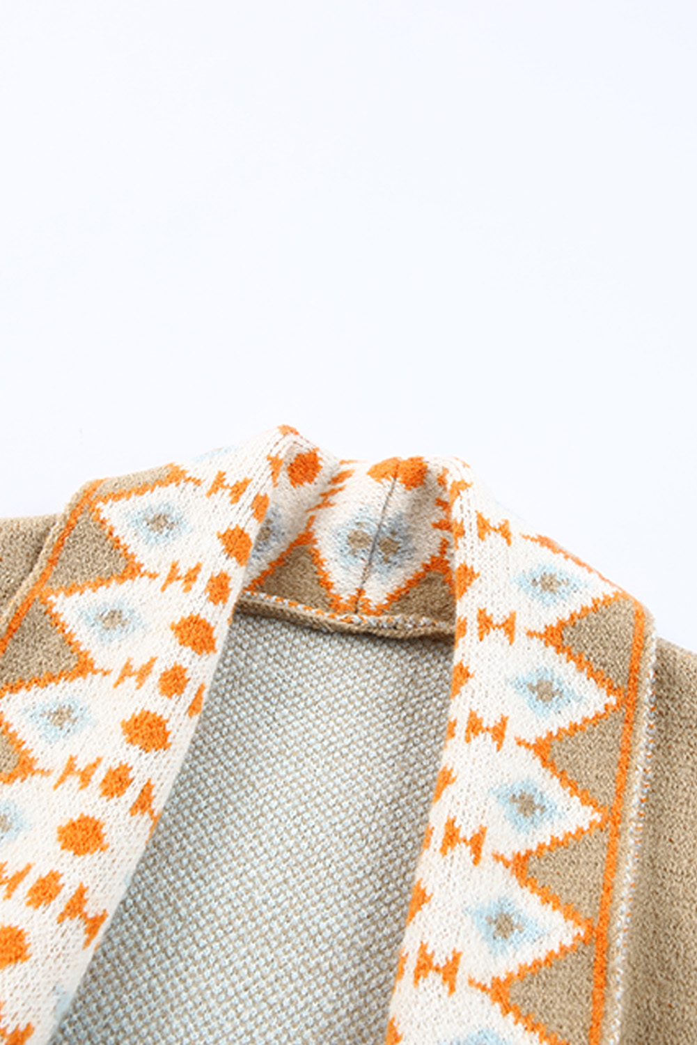 Brown Aztec Print Open Front Knitted Cardigan - loveforevers
