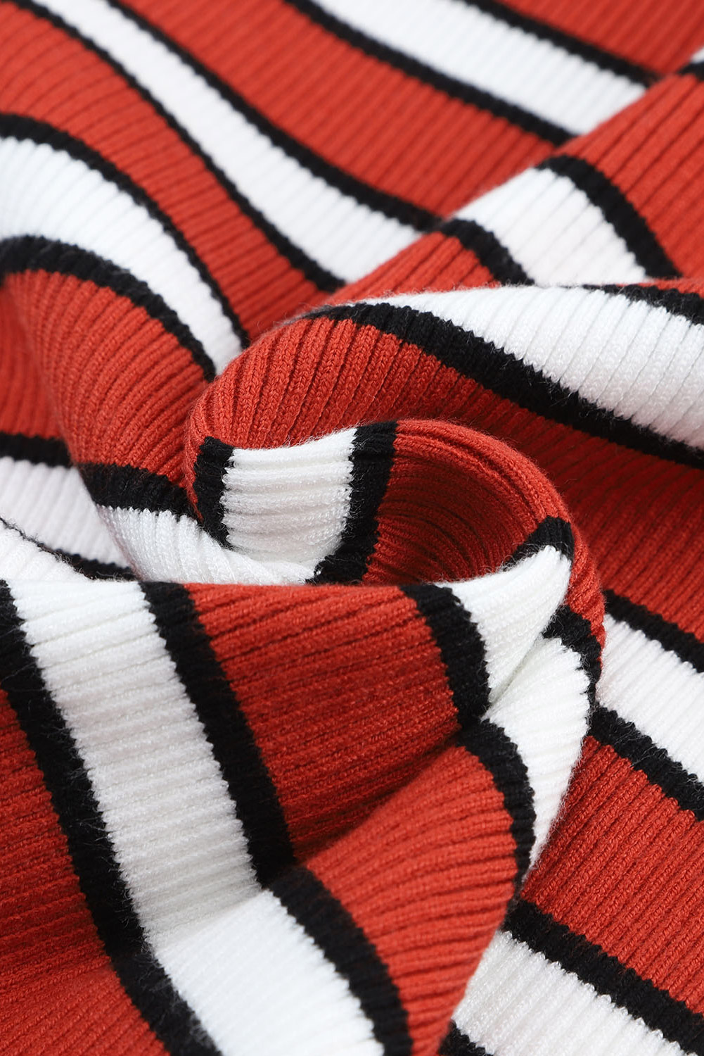 Striped Print Ribbed Knit Slim Fit Top - loveforevers