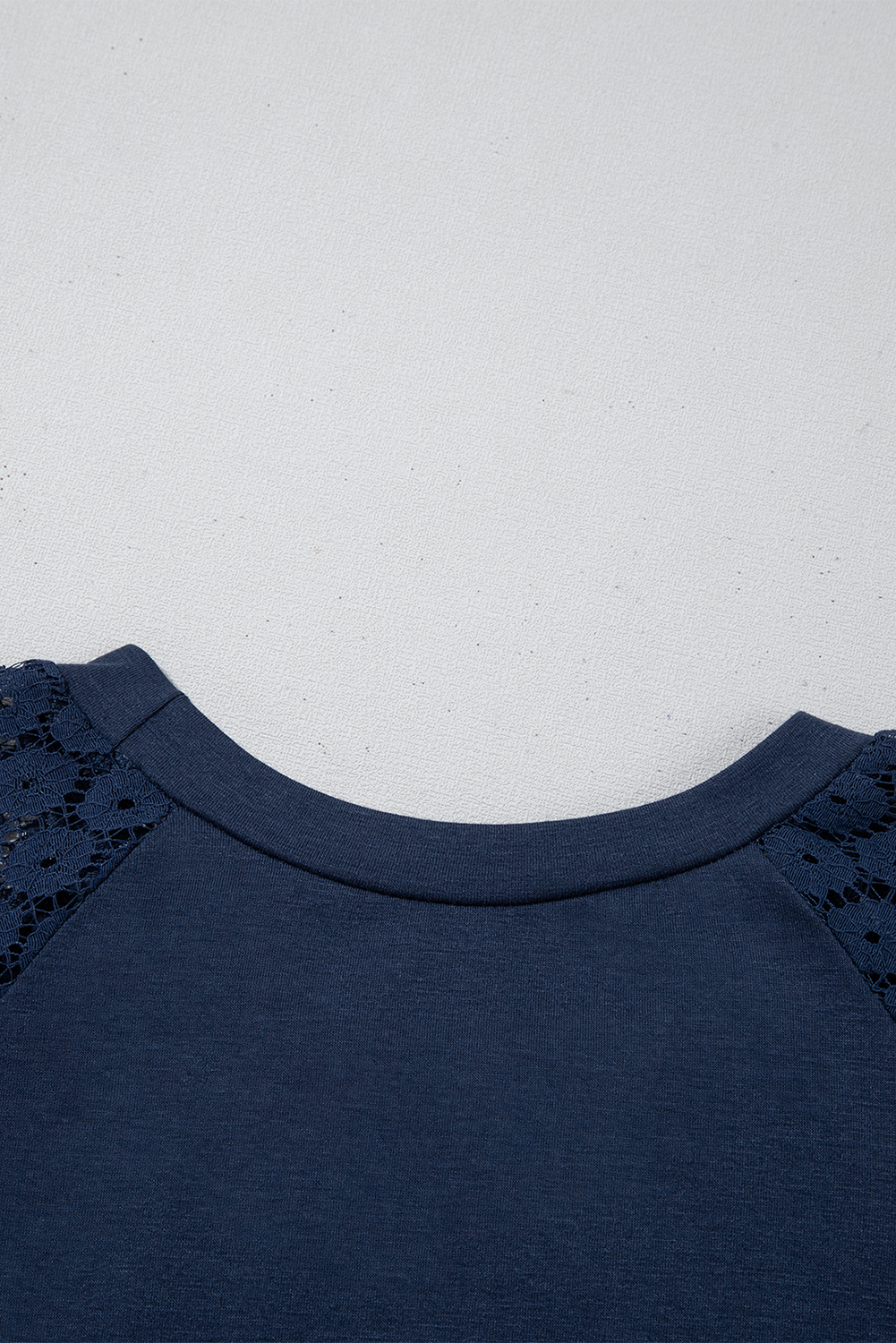 Navy Blue Contrast Lace Raglan Sleeve Pleated Detail Shift Dress - loveforevers