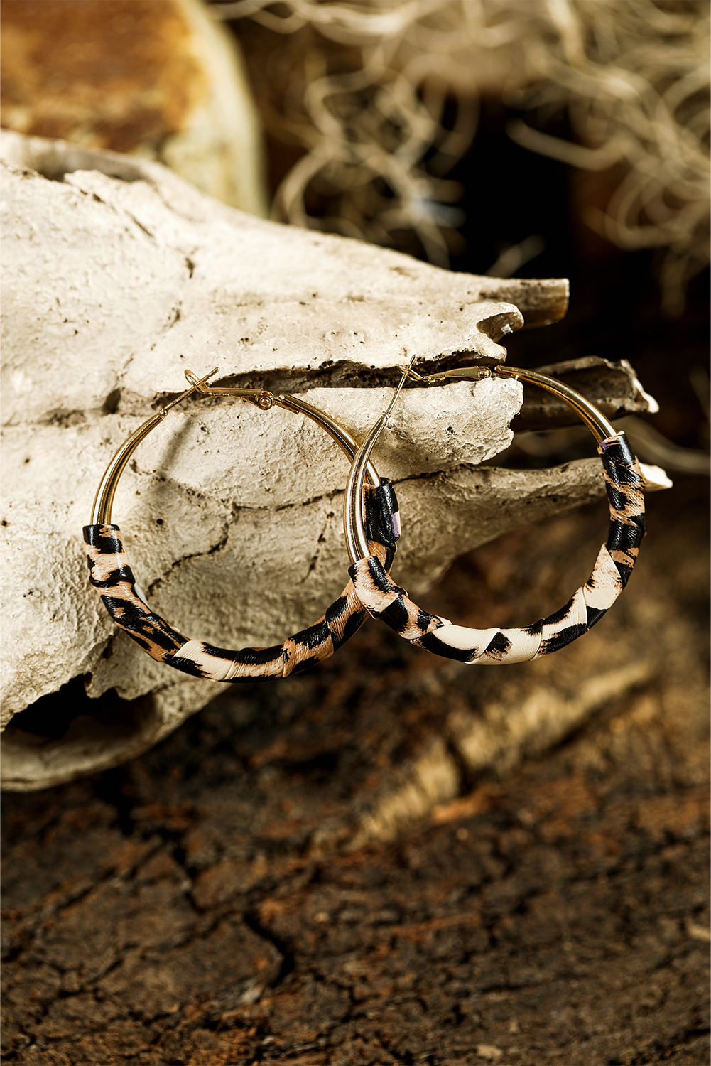 Gold Plated Leopard Detail Hoop Earrings - loveforevers