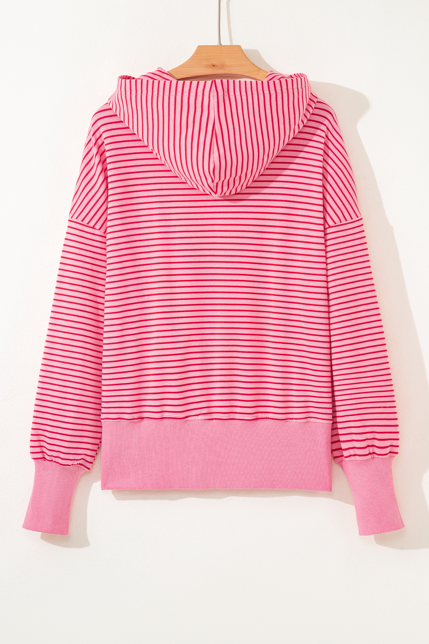 Purple Stripe Thumbhole Side Slits Drop Shoulder Loose Fit Hoodie - loveforevers