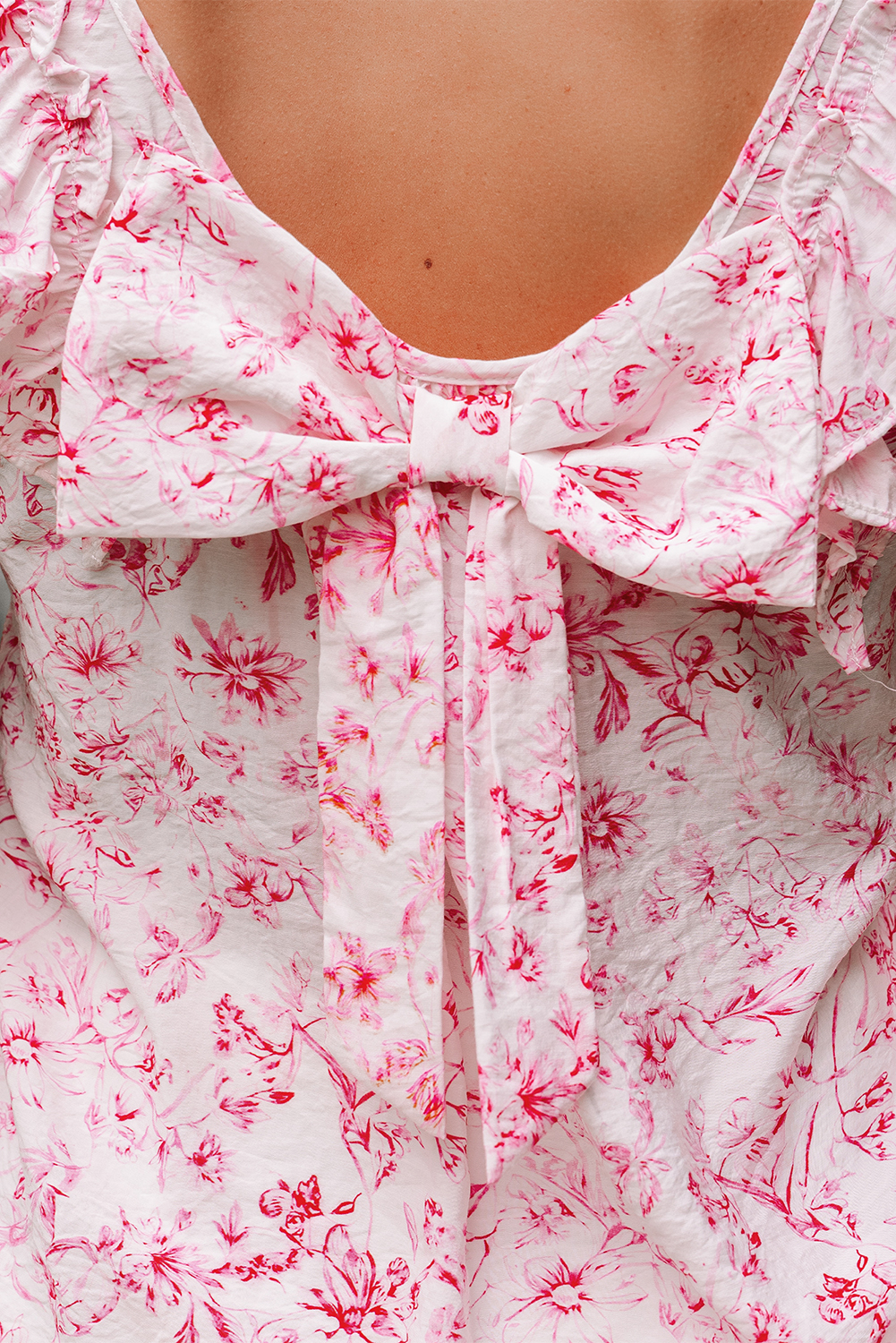 Beau Blue Textured Bow Knot Frilled Butterfly Sleeve Blouse - loveforevers