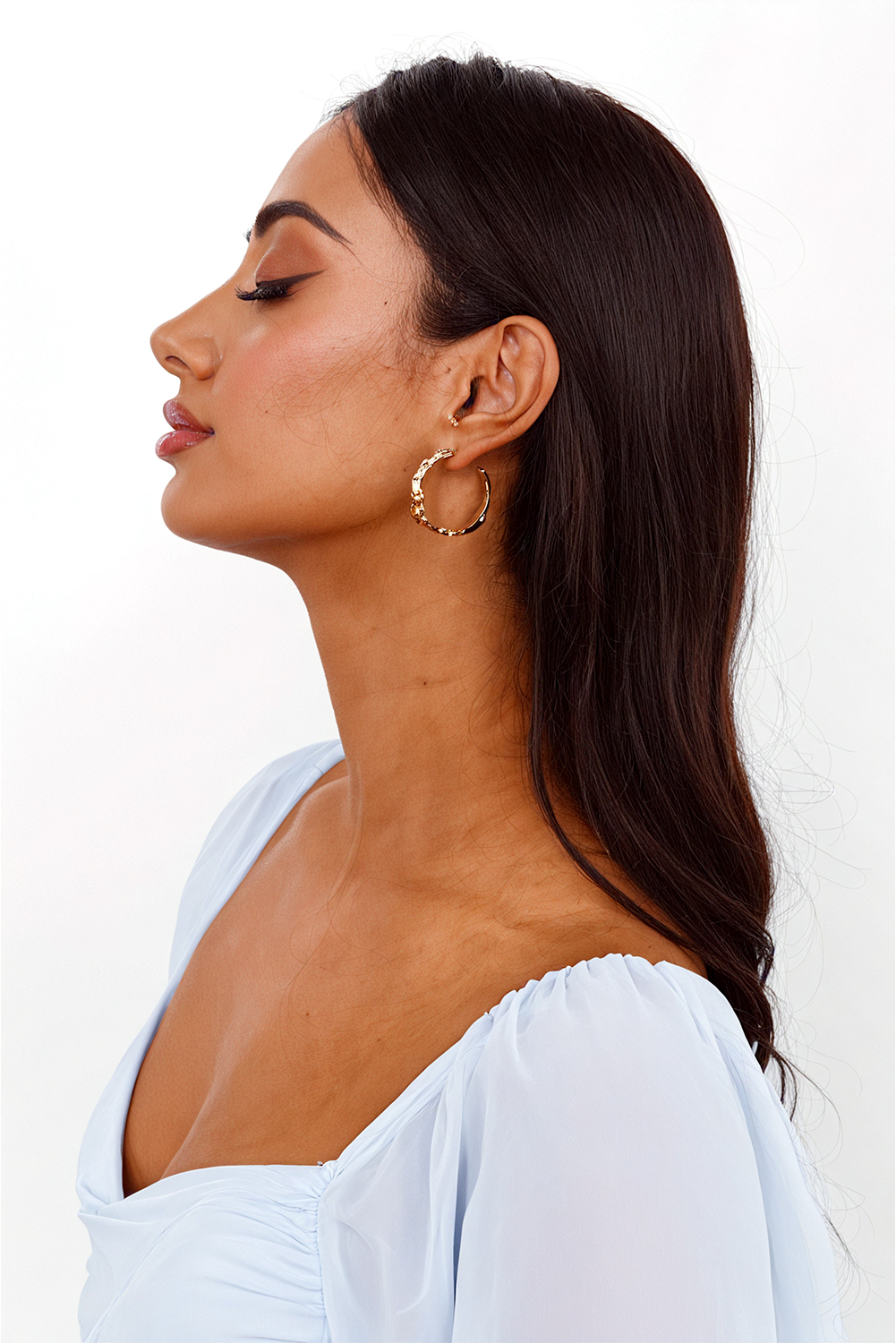 Gold Wrinkled Plated Alloy Hoop Earrings - loveforevers