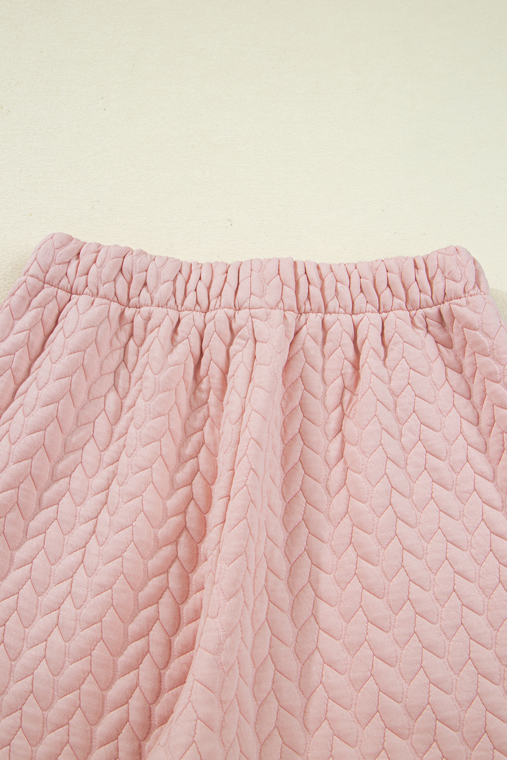 Delicacy Braided Texture Ruffle Hem Top Drawstring Loose Pants Set - loveforevers