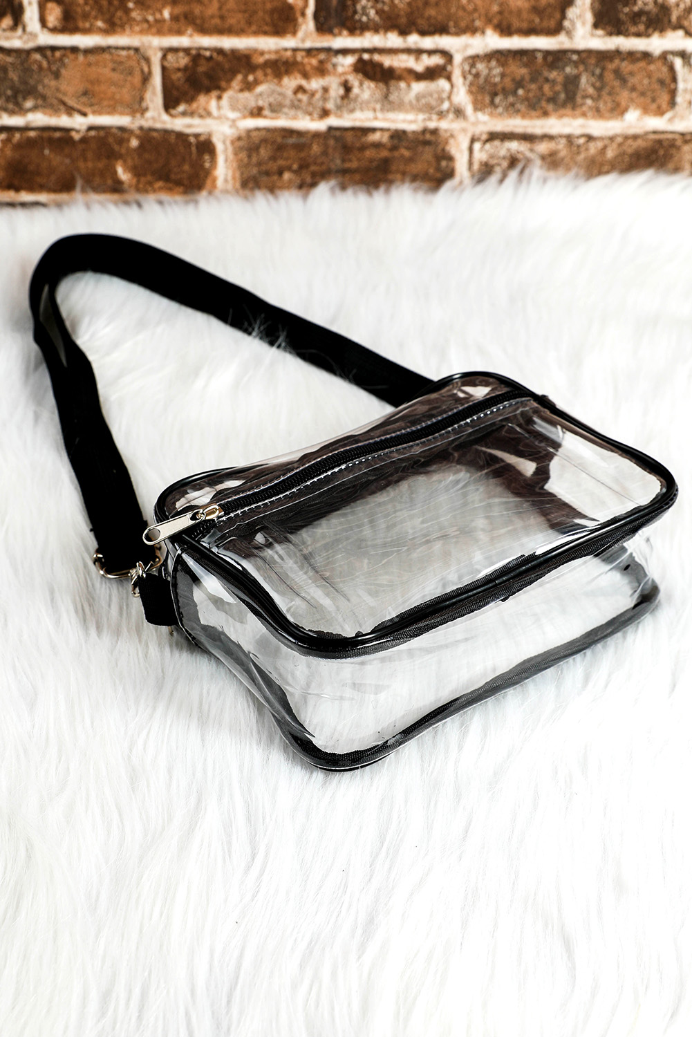 Gray Multi-Pocket Contrast Edge Detachable Strap Clear Shoulder Bag - loveforevers