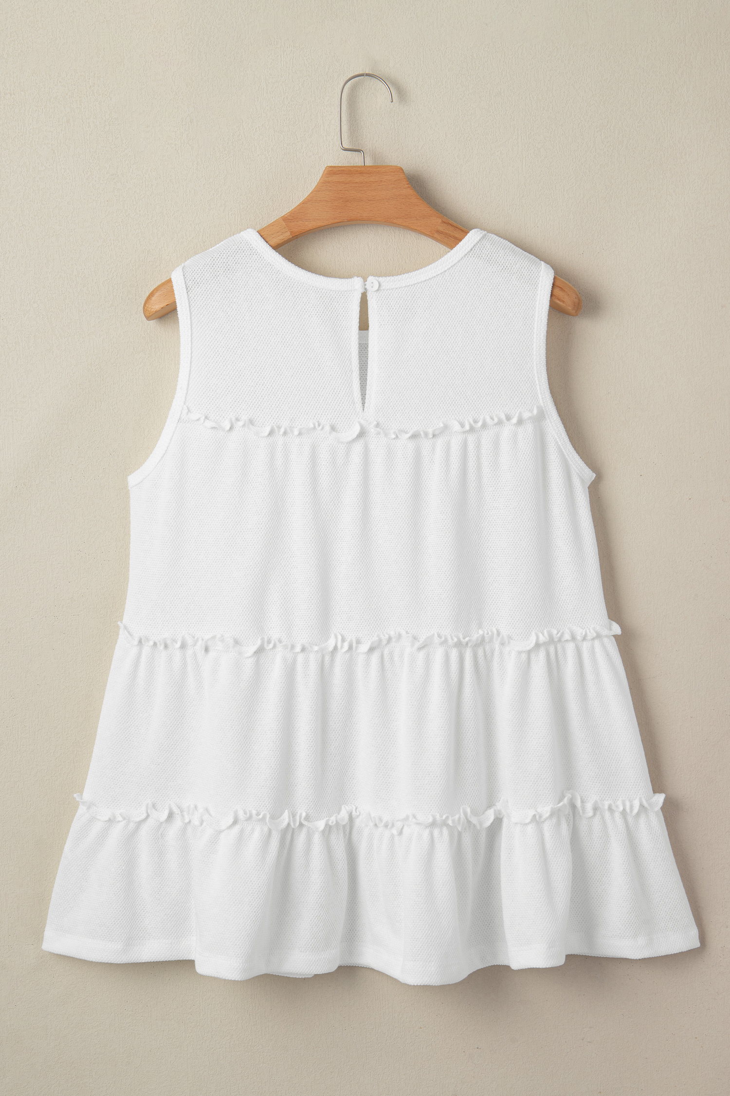 White Tiered Frill Trim A-line Tank Top - loveforevers