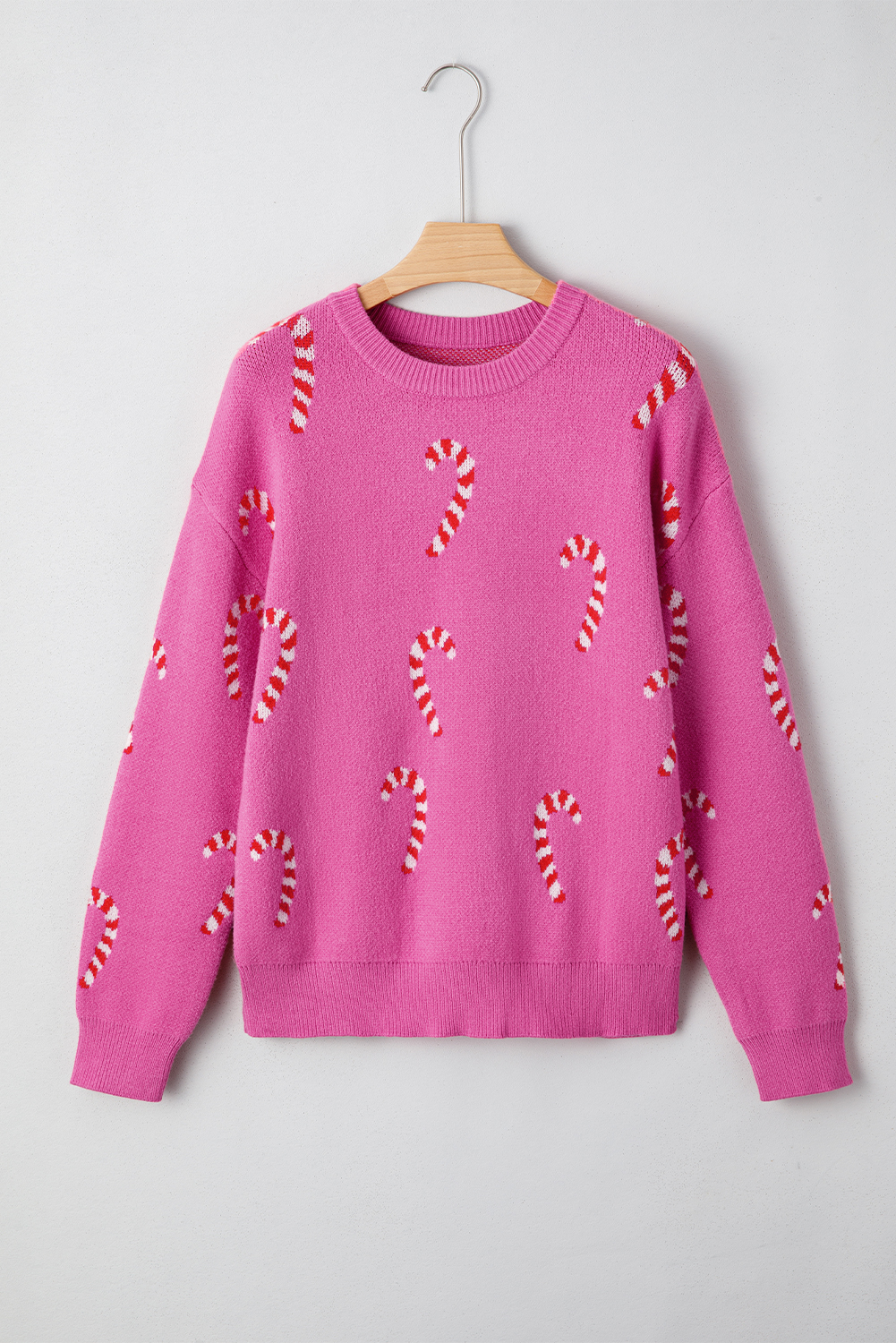 Dark Green Christmas Candy Cane Holiday Drop Shoulder Sweater - loveforevers