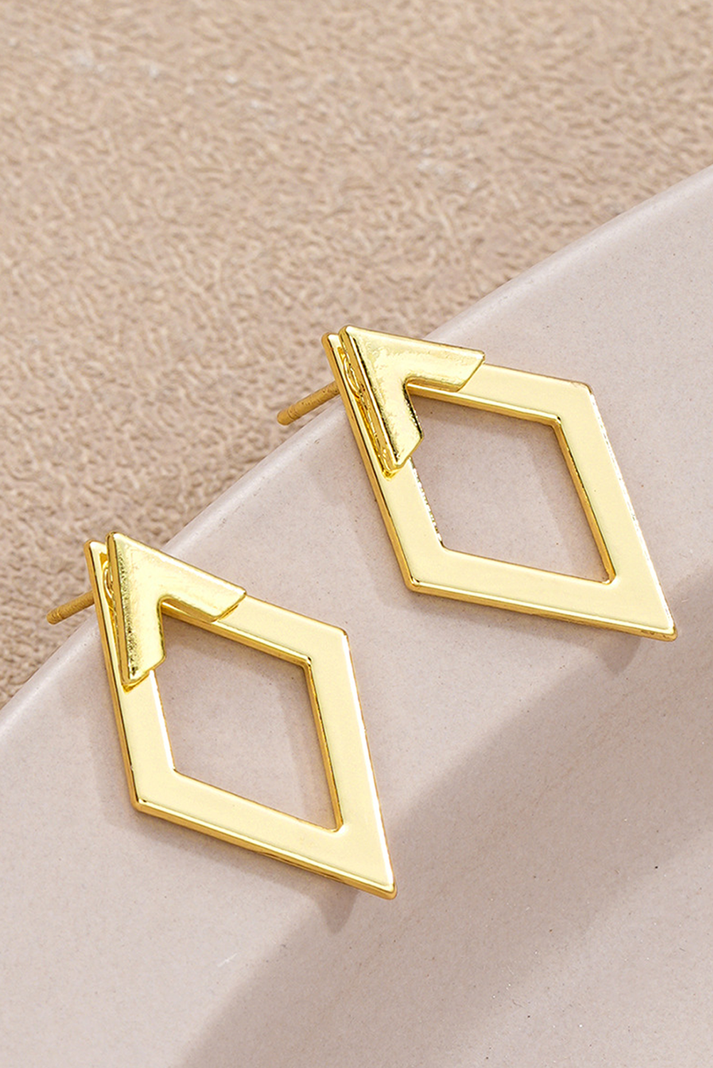 Gold Rhombus Shape Plated Alloy Stud Earrings - loveforevers