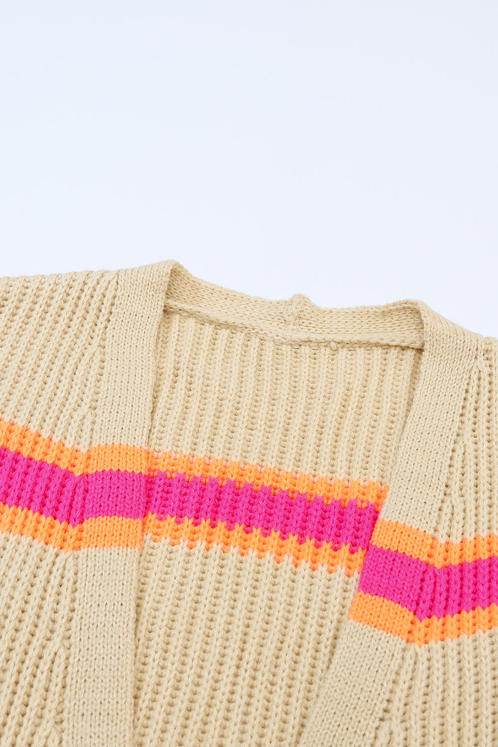 Stripe Printed Ribbed Long Knitted Cardigan - loveforevers