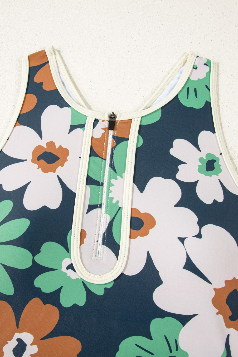 Blue Flower Zip up Racerback High Waisted Bikini - loveforevers