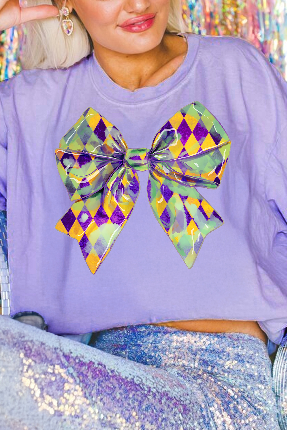 Wisteria Sequin mardi gras Graphic T Shirt - loveforevers