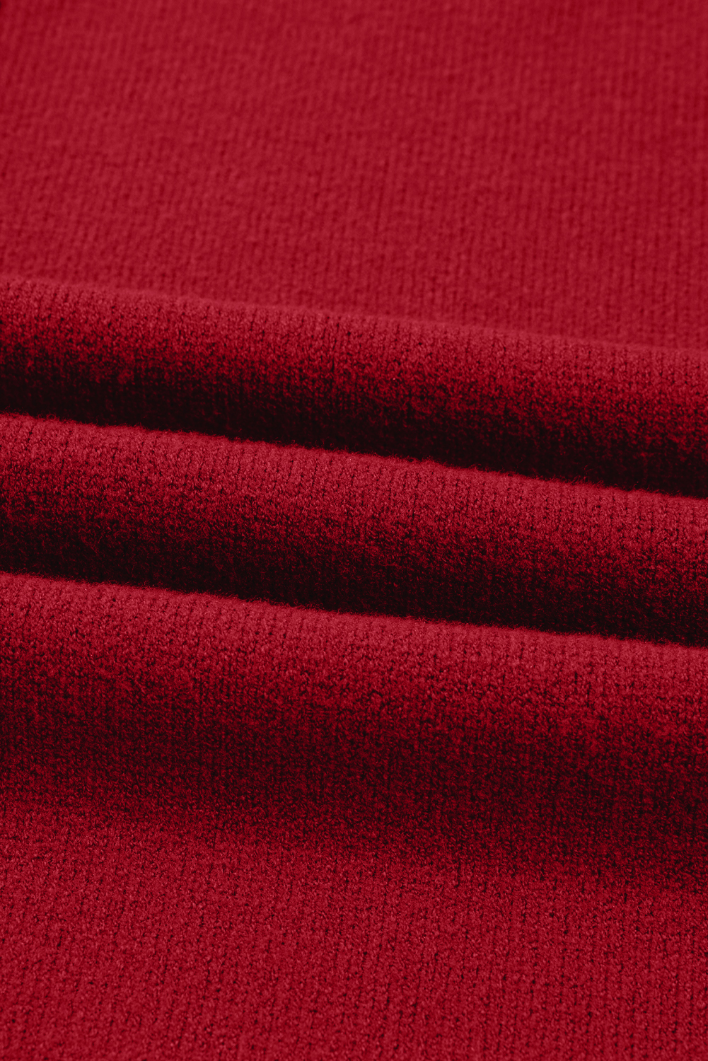 Fiery Red Ribbed High Neck Front Pockets Center Seam Shift Sweater Dress - loveforevers