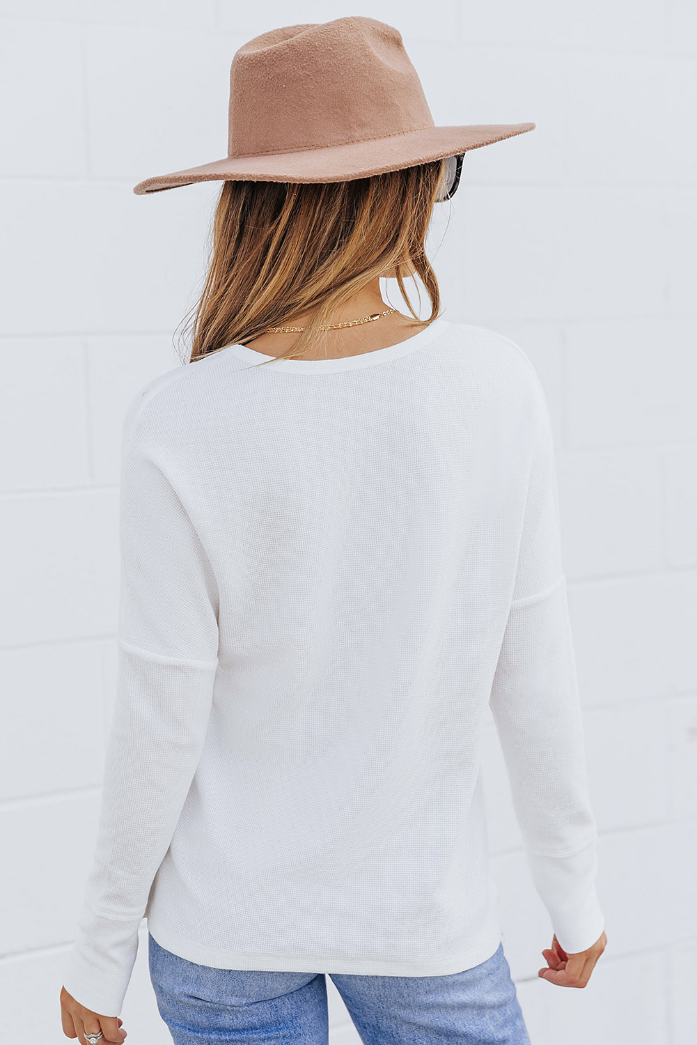 Black Waffle Knit Henley Top - loveforevers