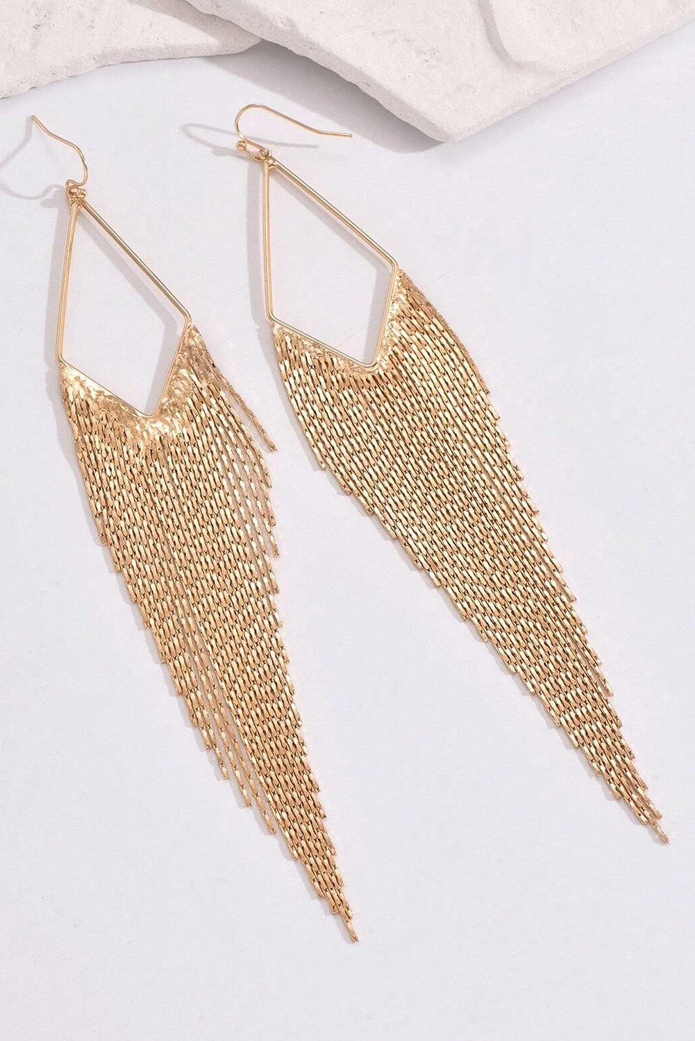 Gold Tassel Long Chain Dangle Earrings - loveforevers