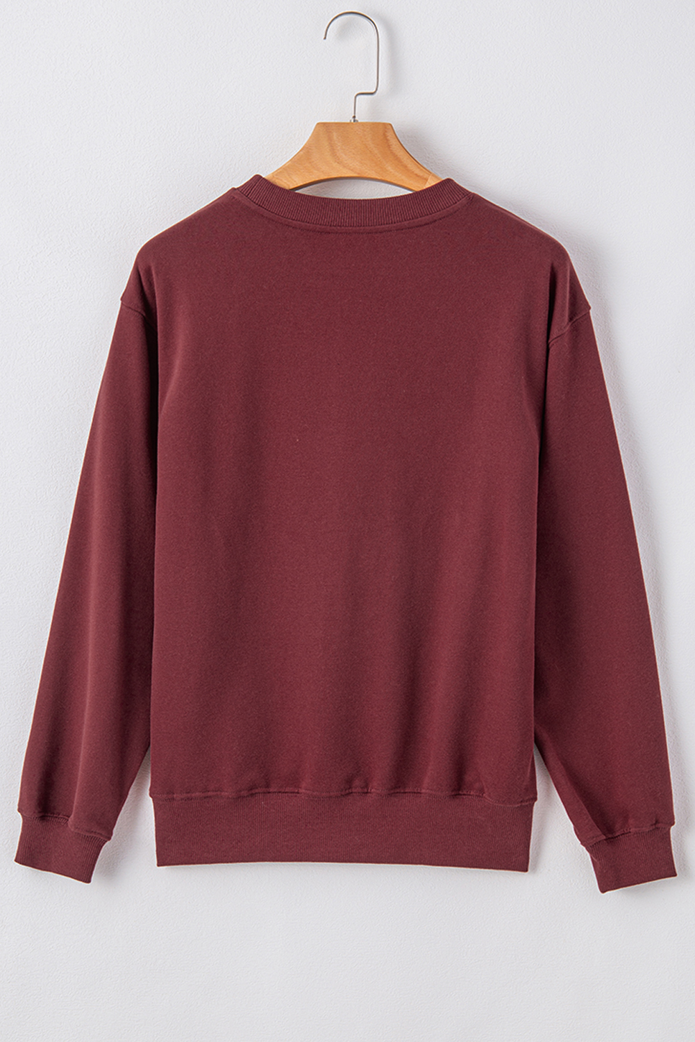 Navy Blue Plain Drop Shoulder Crewneck Pullover Sweatshirt - loveforevers