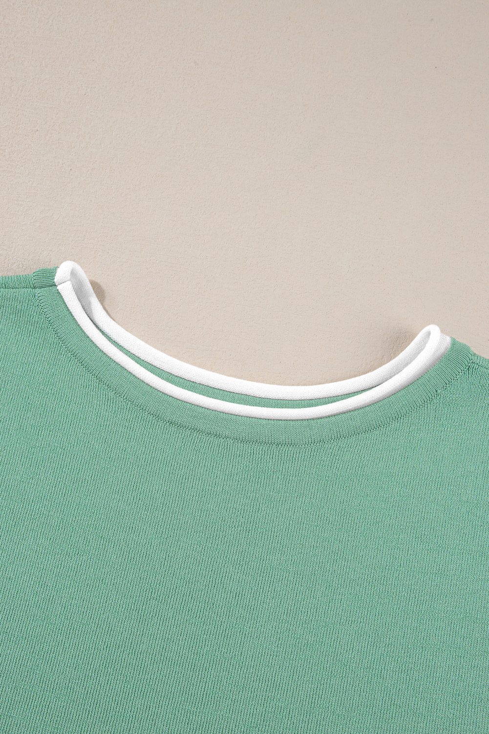 Blackish Green Contrast Trim Half Sleeve Top Drawstring Pants Loose 2pcs Sweater Suit - loveforevers