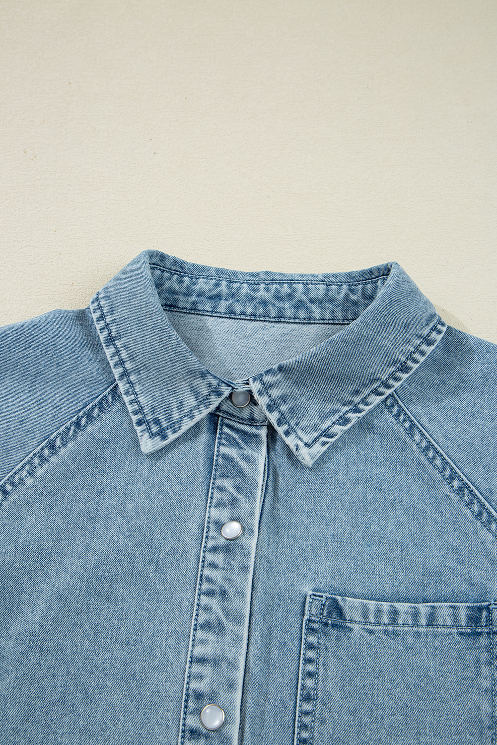 Beau Blue Smocked Cuffs Flared Denim Shirt Mini Dress - loveforevers
