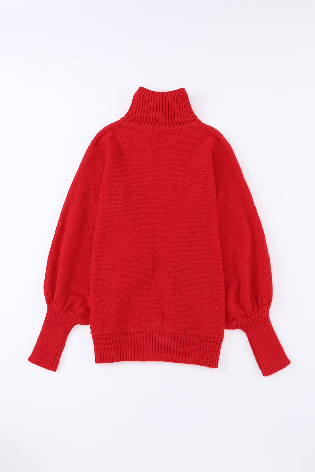 Fiery Red Merry Letter Embroidered High Neck Sweater - loveforevers
