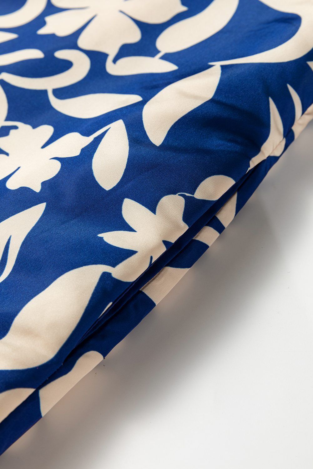 Blue Flower Print Open Front Buttoned Cuffs Elegant Jacket - loveforevers