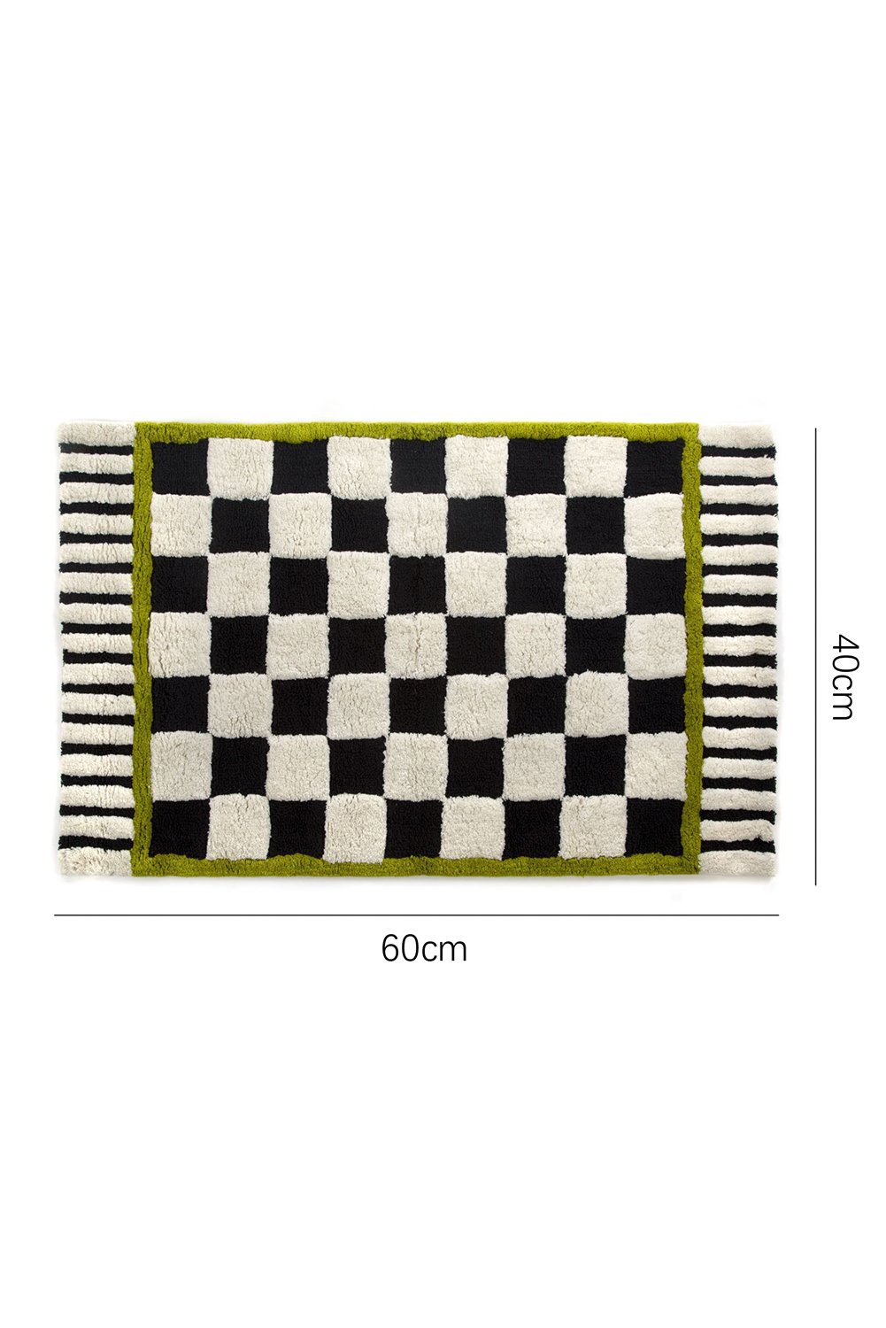 Spinach Green Square Trim Plush Checkered Striped Bath Rug - loveforevers