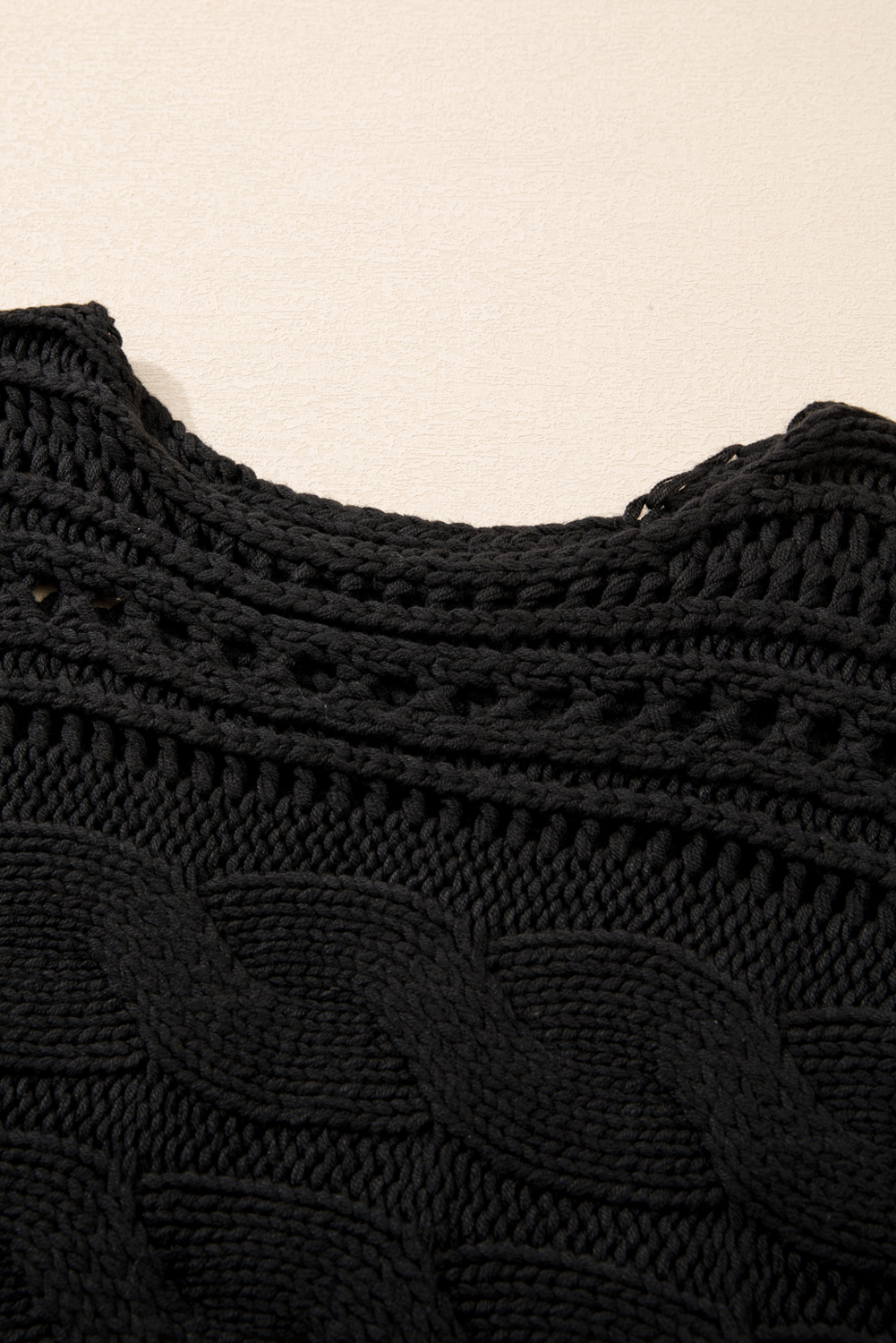Blackish Green Hollow-out Cable Knit Cropped Sweater - loveforevers