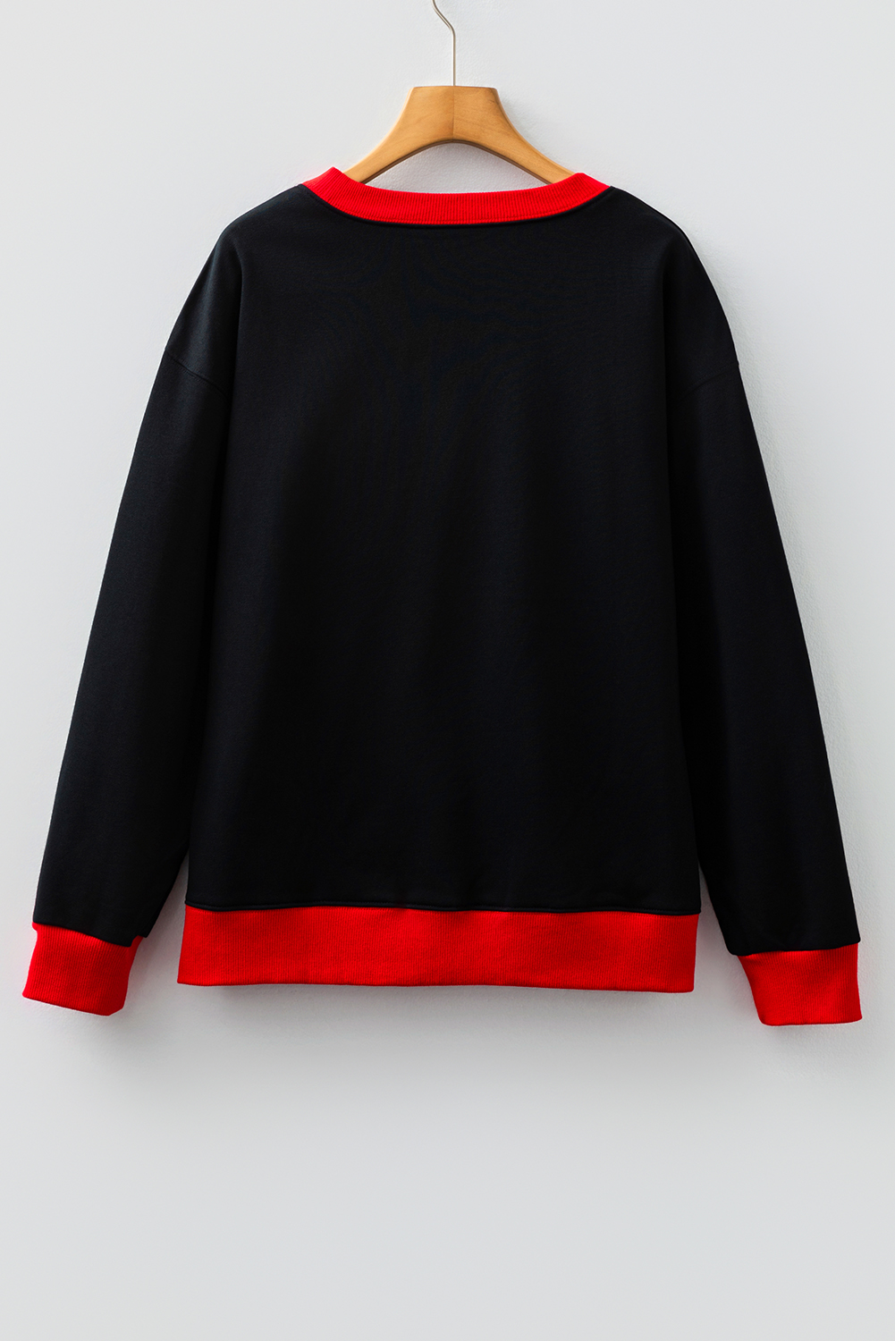 Black GAME DAY Letter Graphic Varsity Striped Detail Baggy Sweatshirt - loveforevers