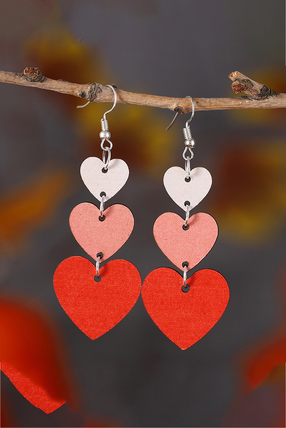 Red Valentines Day Heart Shape Tiered Dangle Earring - loveforevers