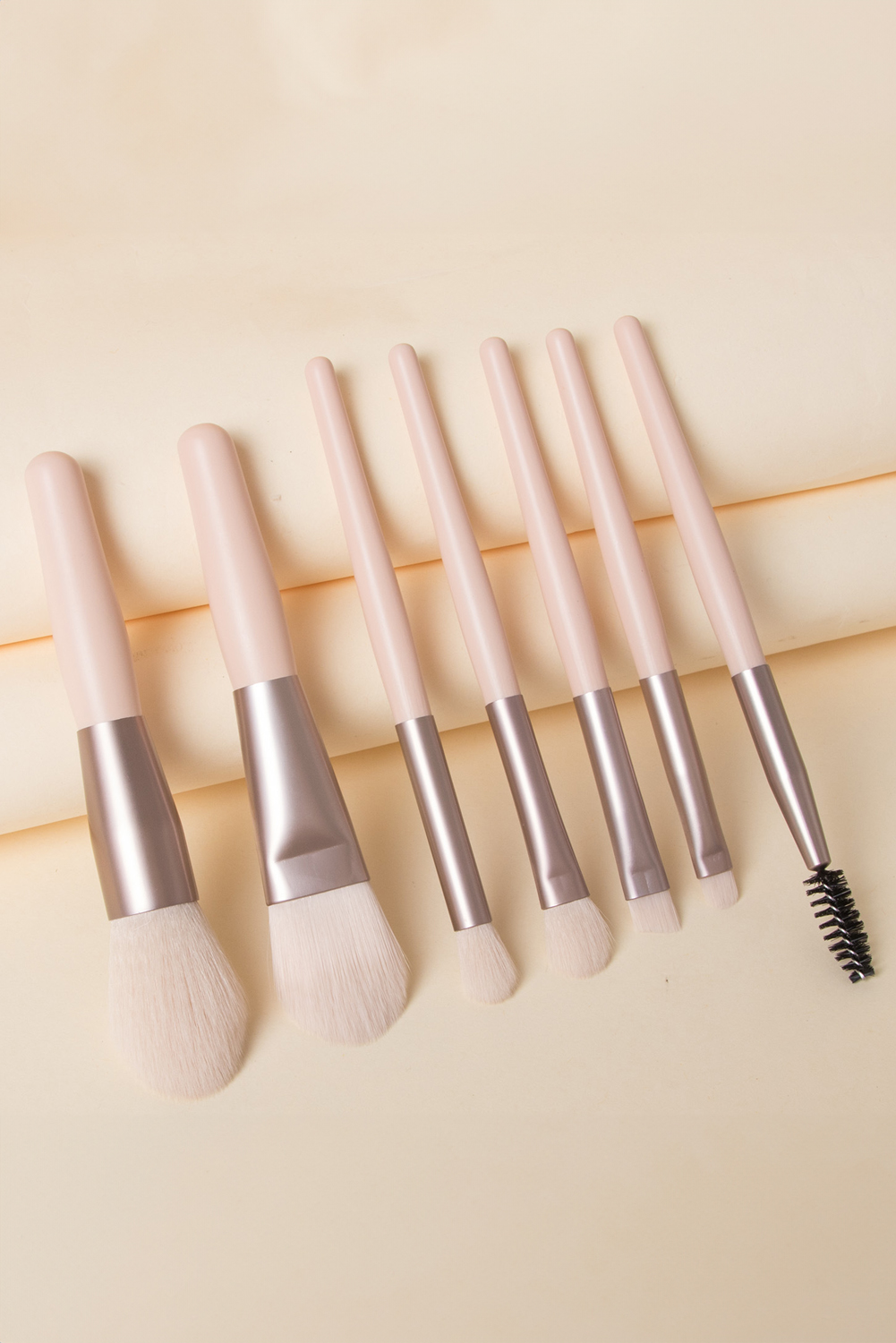Apricot Pink 8pcs Soft Fluffy Mini Makeup Brush Set with Bag - loveforevers