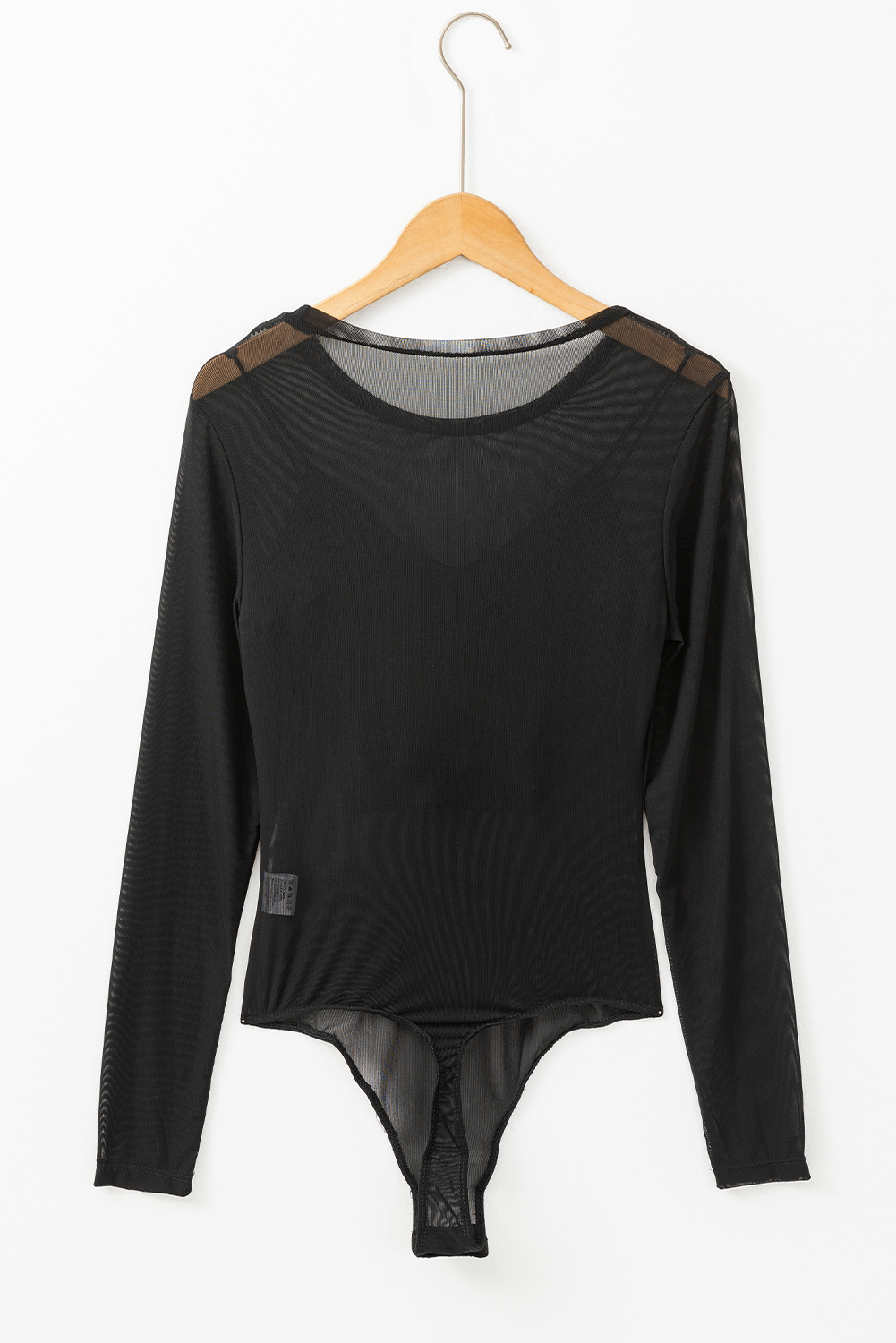 Black Mesh Long Sleeve Slim Fit Bodysuit - loveforevers