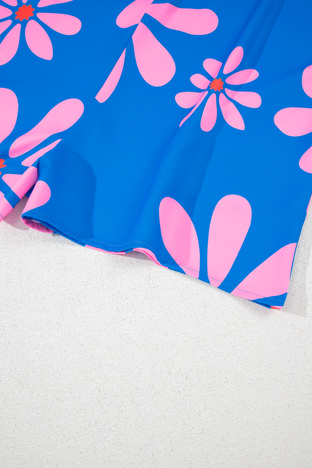 Blue Summer Flower Print Shirt Collar Button Front Loose Romper - loveforevers