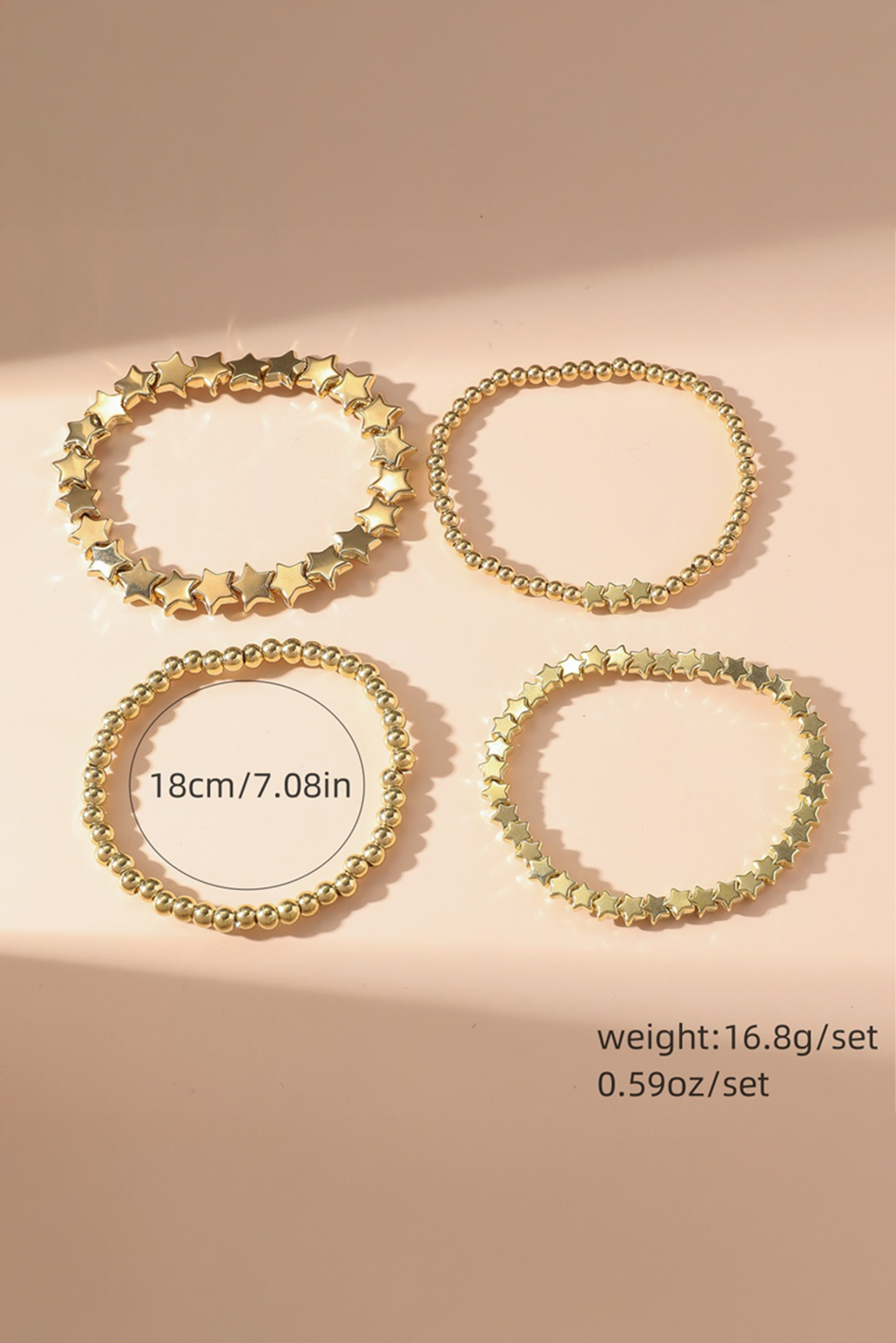 Gold Star Beaded Plated Alloy 4pcs Bracelet Set - loveforevers