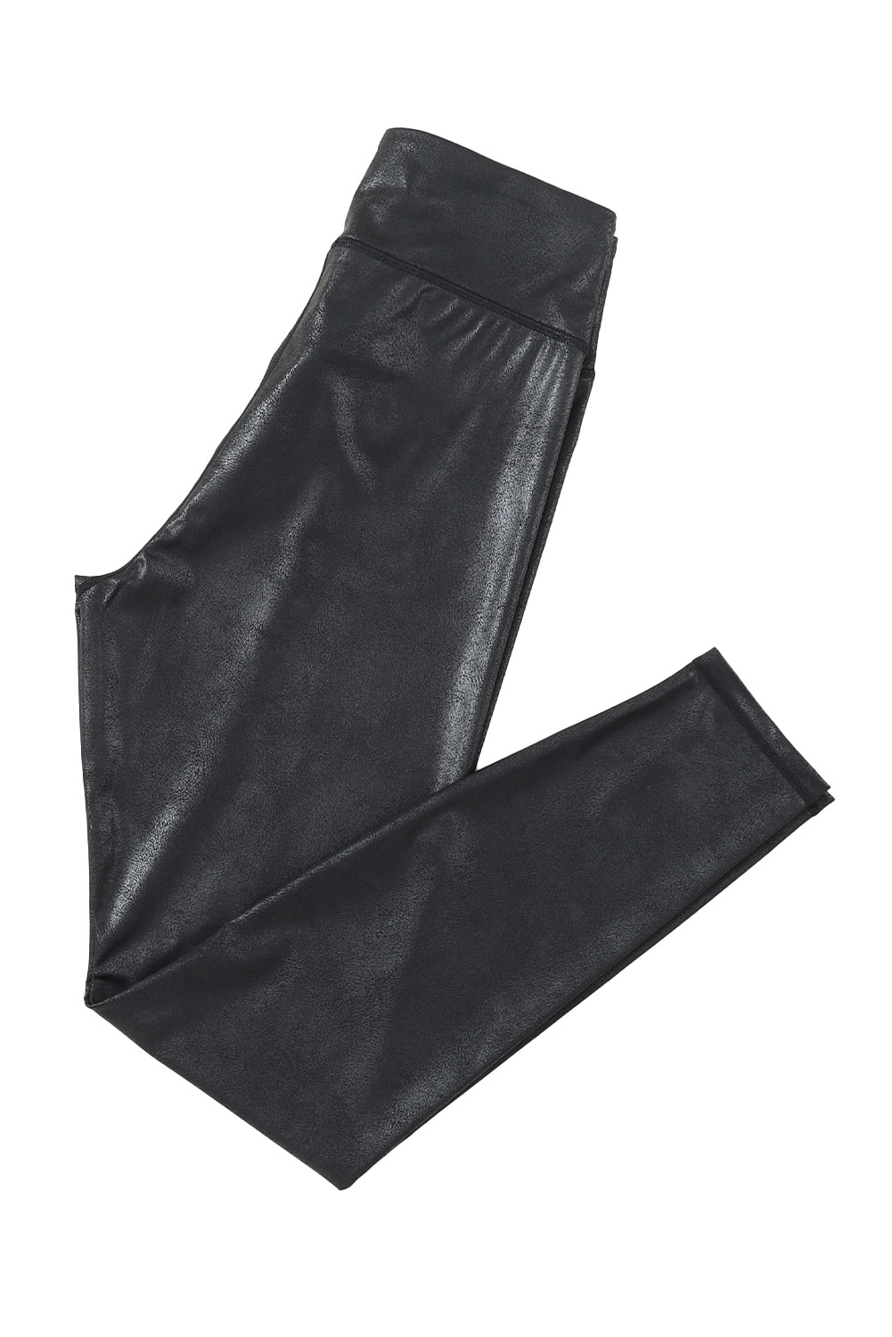 Dearlovers Black Crossed Dip Waist Sleek Leather Leggings - loveforevers