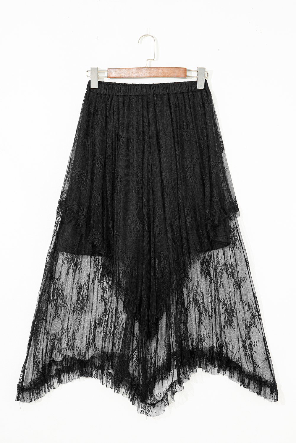 Apricot Lace Cascading Tiered High Waist Maxi Skirt - loveforevers