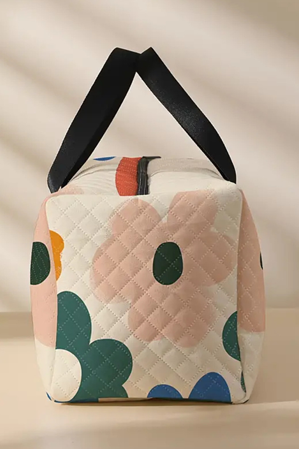 White Flower Print Quilted Large Duffel Bag - loveforevers