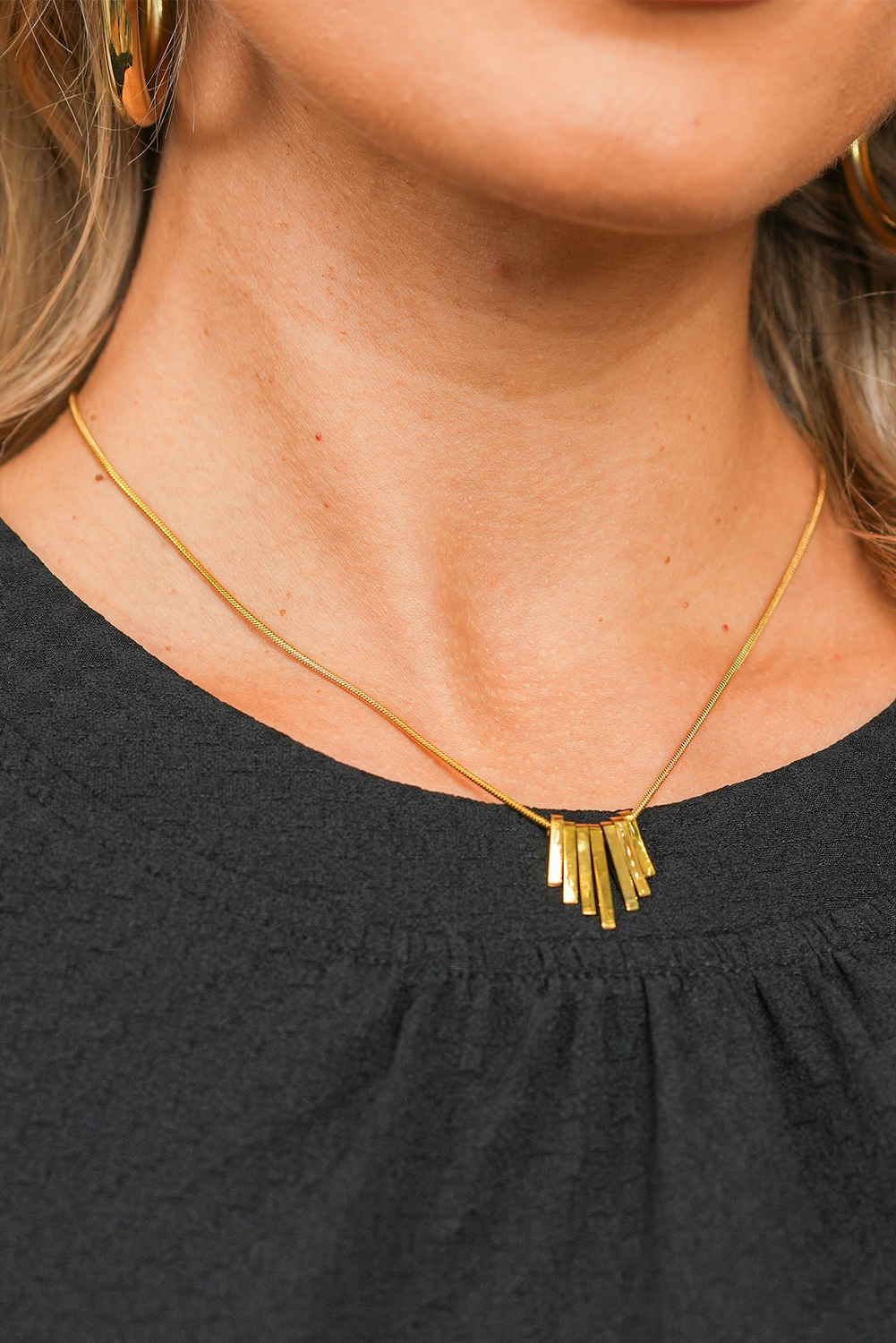 Gold Asymmetric Bar Pendant Plated Alloy Necklace - loveforevers
