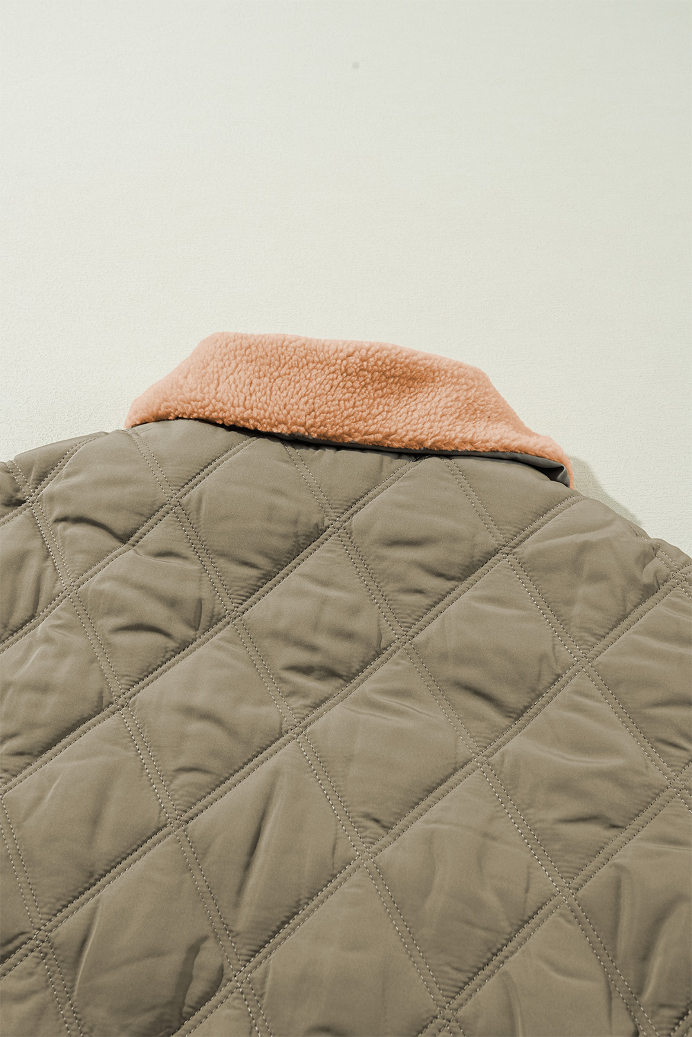Jungle Green Teddy Collar Flap Pockets Quilted Puffer Jacket - loveforevers
