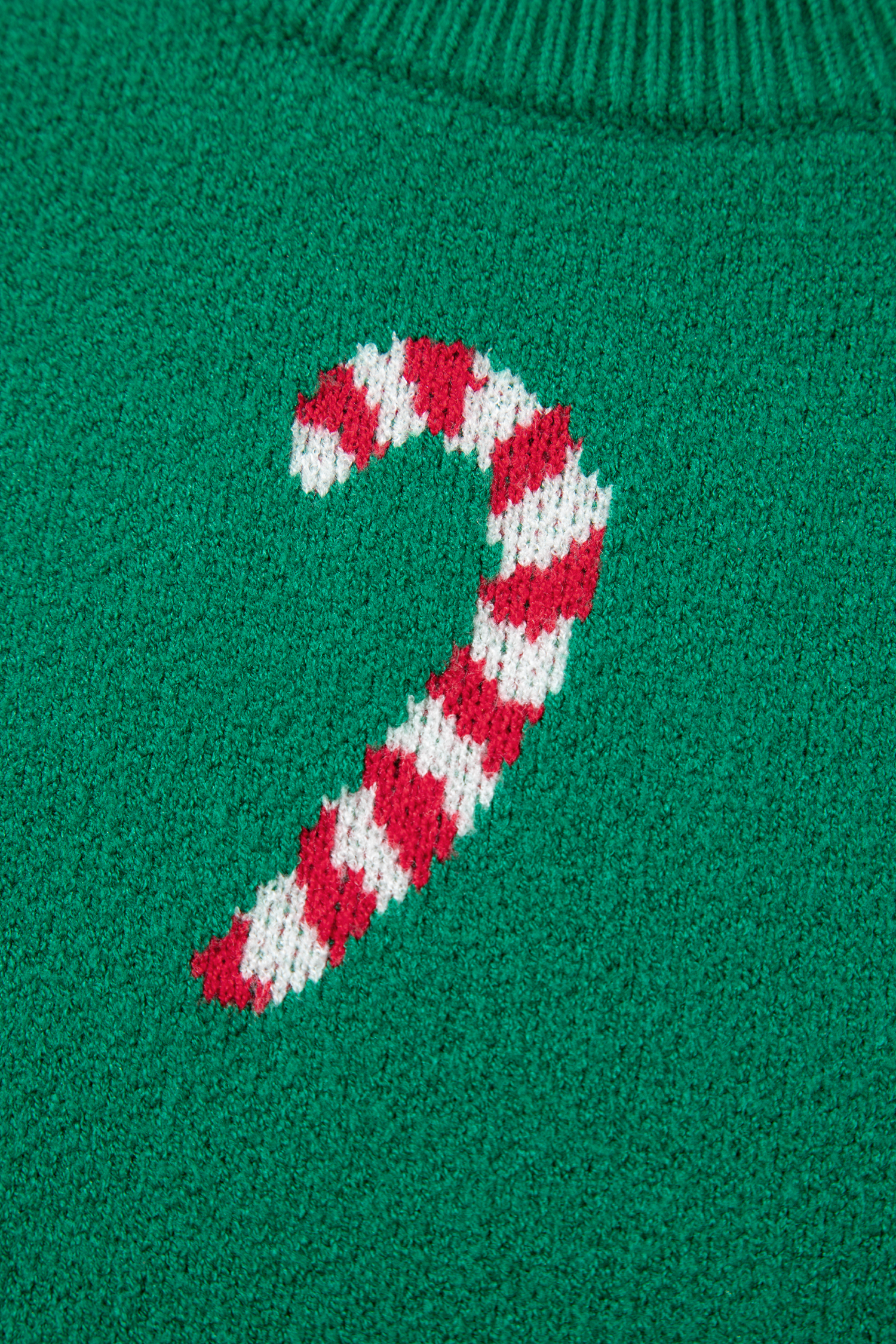 Dark Green Christmas Candy Cane Holiday Drop Shoulder Sweater - loveforevers
