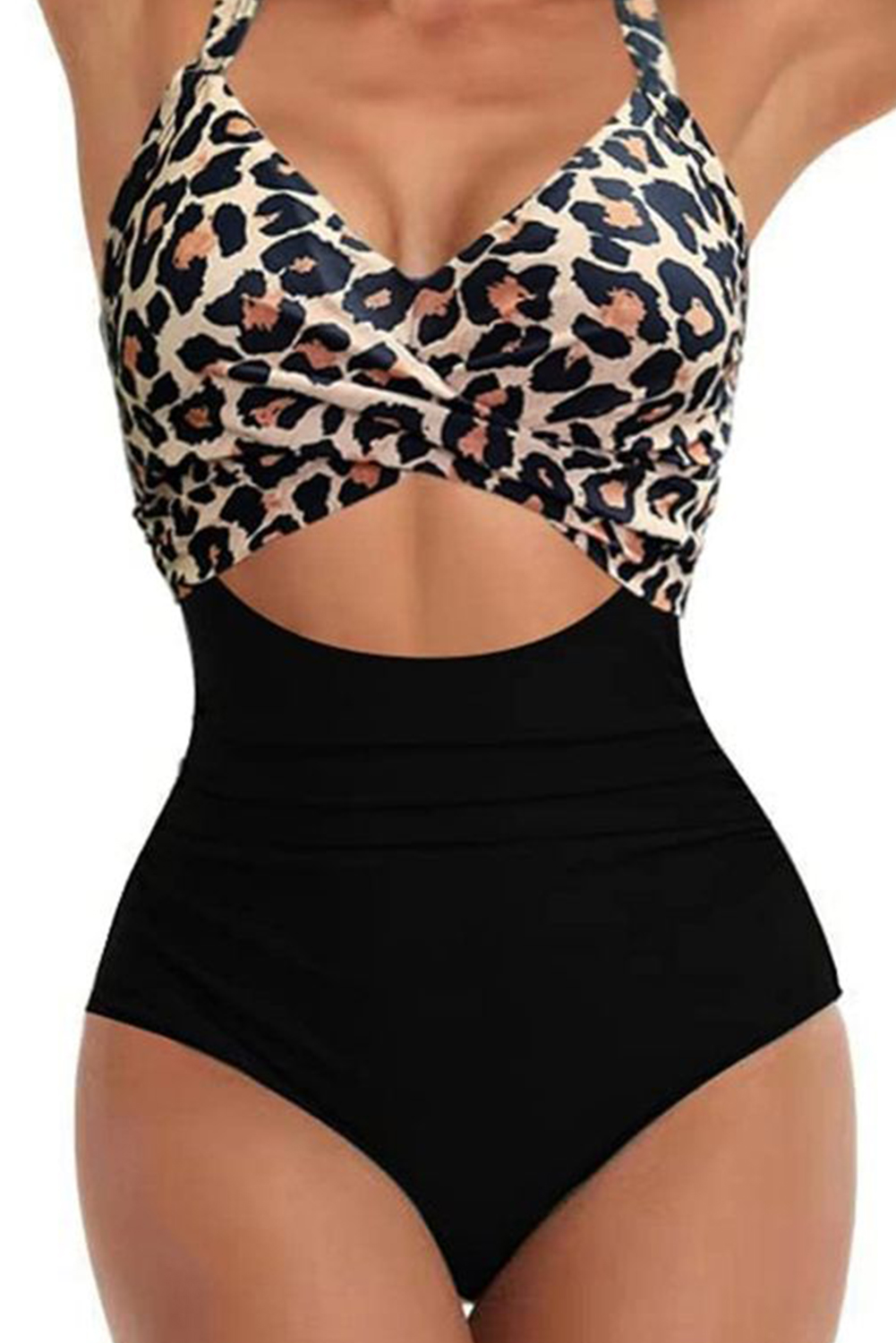 Pink 2-tone Crossed Cutout Backless Monokini - loveforevers