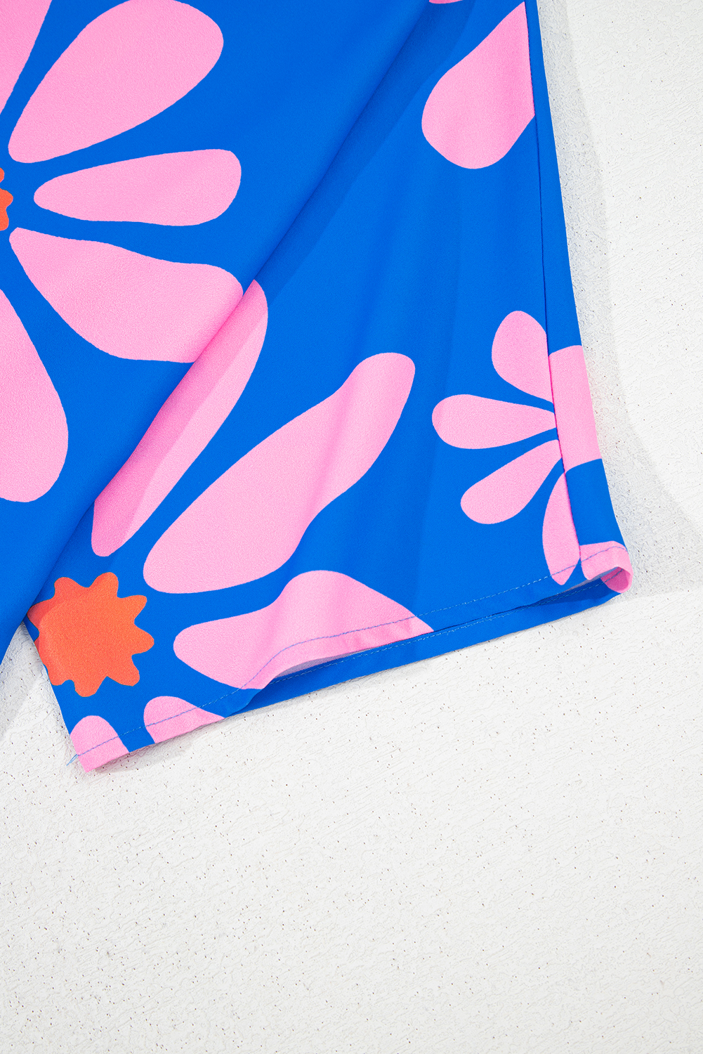 Blue Summer Flower Print Shirt Collar Button Front Loose Romper - loveforevers