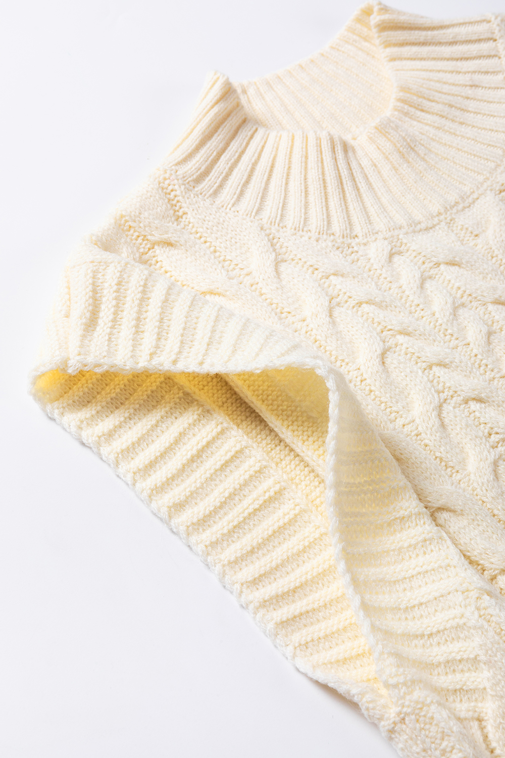 Oatmeal Cable Knit High Neck Sweater Vest - loveforevers
